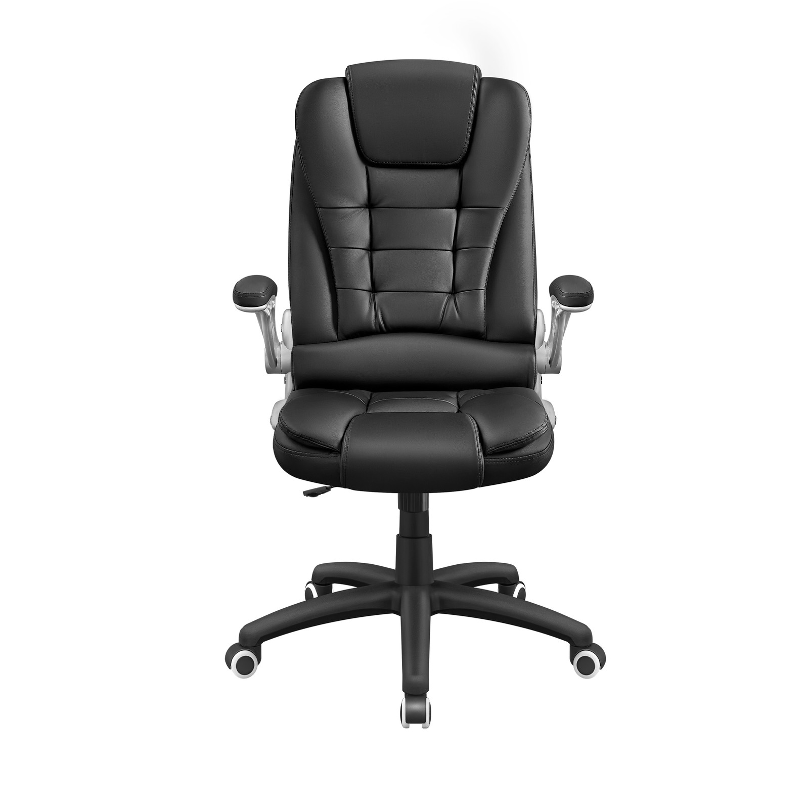 BRAMBLETHORN PU Leather Office Chair with High Back and Flip Up Armrest - Black - Indigo Home