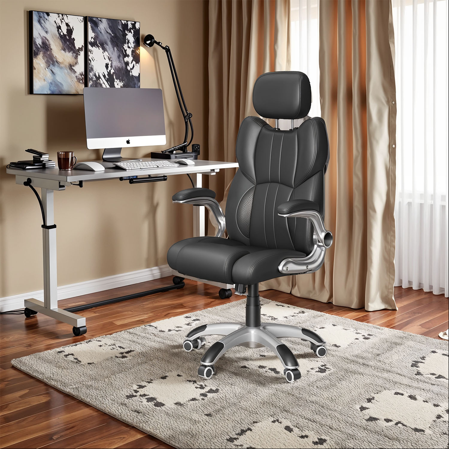 Gaming Chair - ORANIA Ergonomic Office Chair with Adjustable Headrest - Vintage Brown - Indigo Home