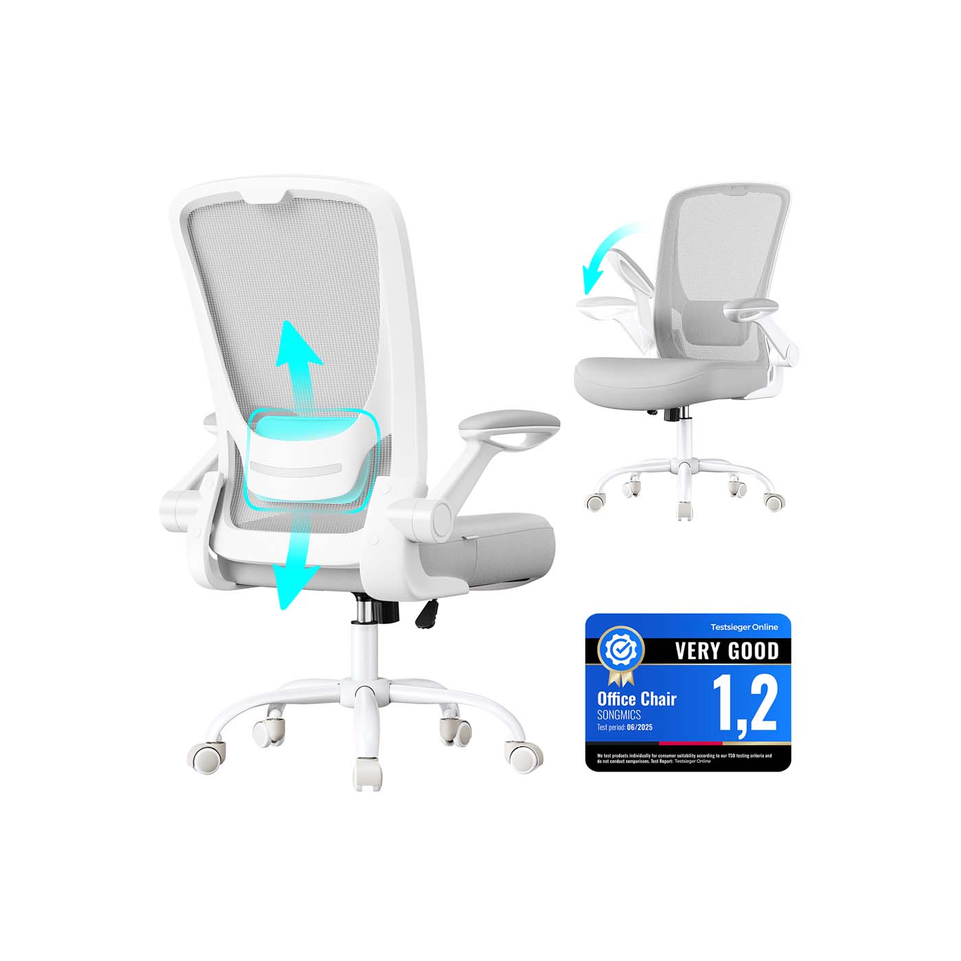 WINTERGLEN Office Chair with Mesh Back without Headrest - Grey - Indigo Home