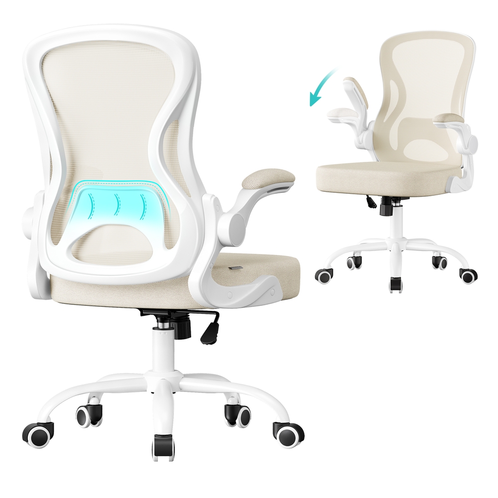 ALFIDY Ergonomic Office Chair - Cappuccino Beige and Cloud White - Indigo Home