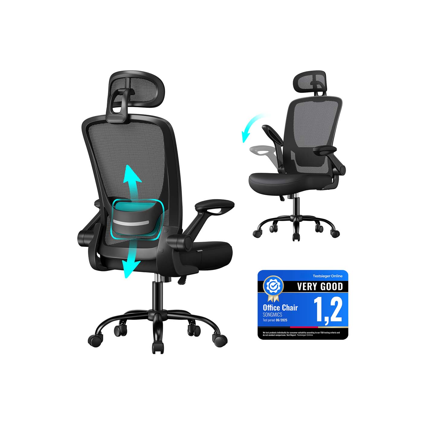 WINTERGLEN Office Chair with Mesh Back - Black - Indigo Home