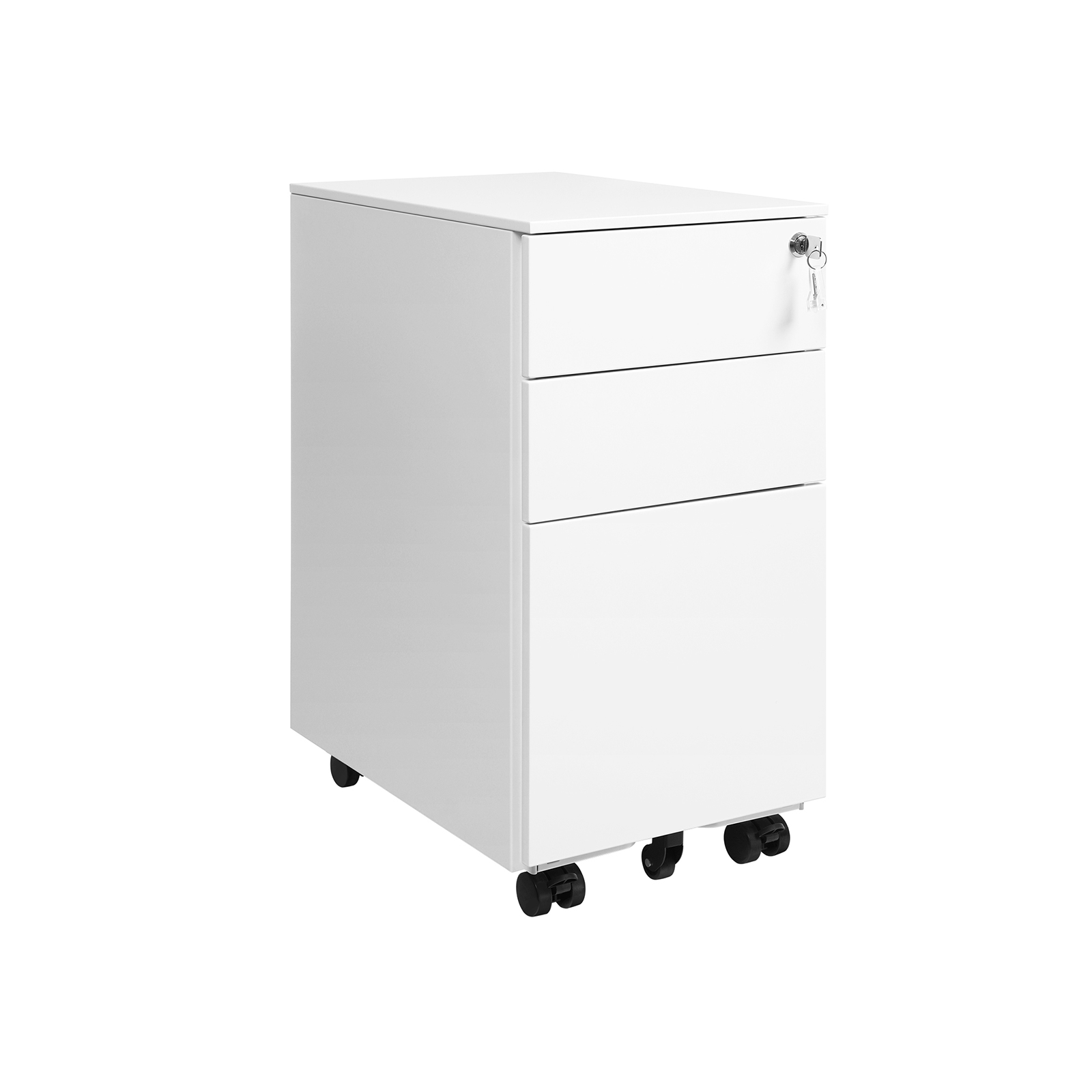 White Lockable File Cabinet on Wheels - Indigo Home