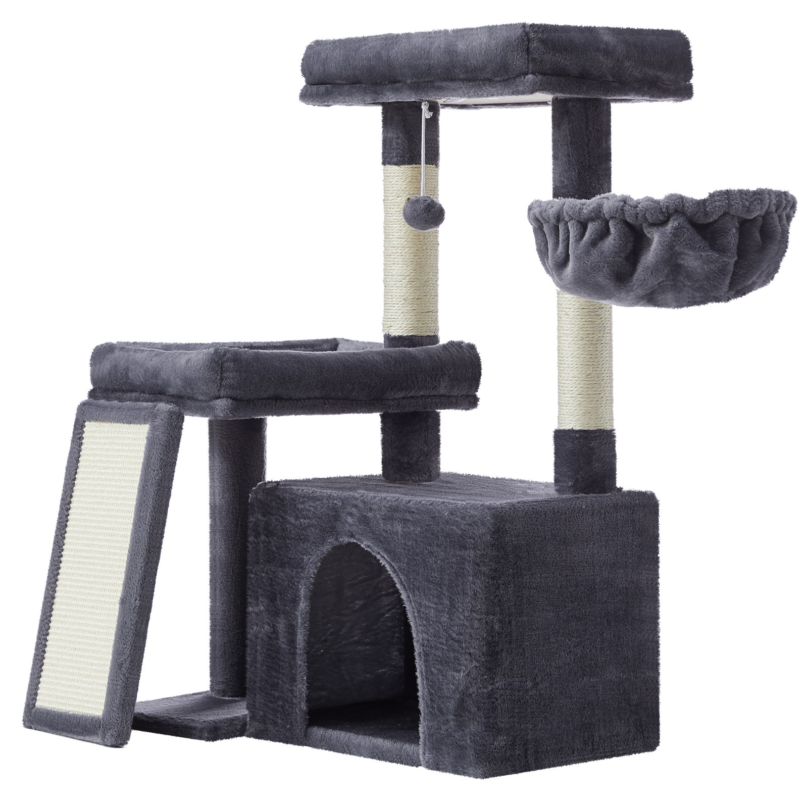ALGUBO Multi Level Cat Tree with Scratching Posts - Dark Grey - Indigo Home
