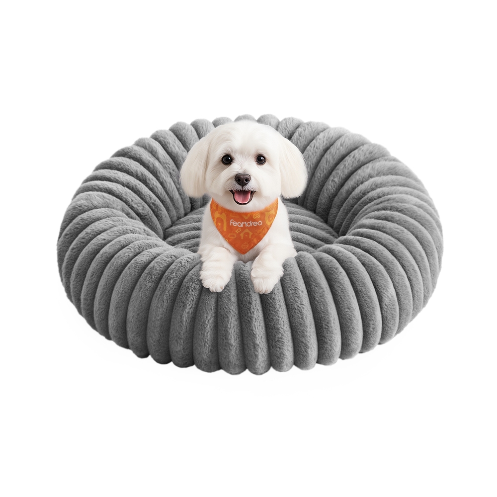 ASHBOURNEEN Dog Bed with Soft Padding- Grey, 60cm - Indigo Home