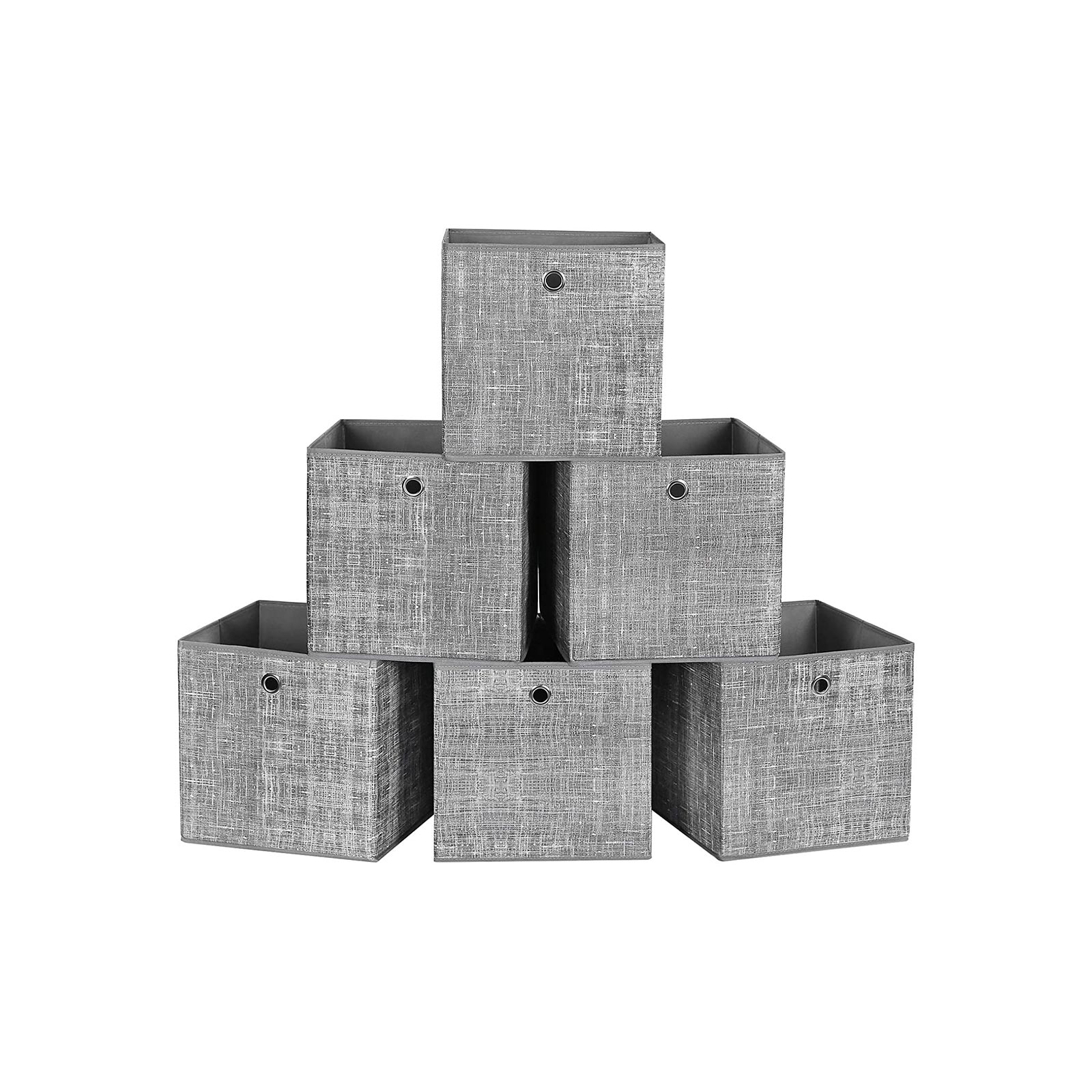 Set of 6 Grey Foldable Storage Organizer Cubes - Indigo Home