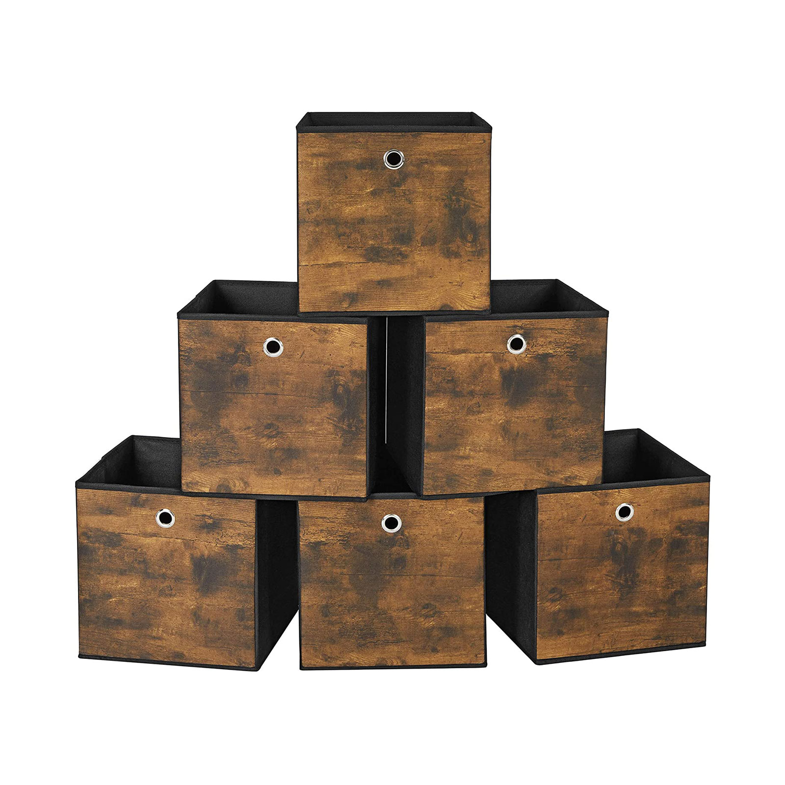 Set of 6 Brown & Black Folding Storage Box - Indigo Home