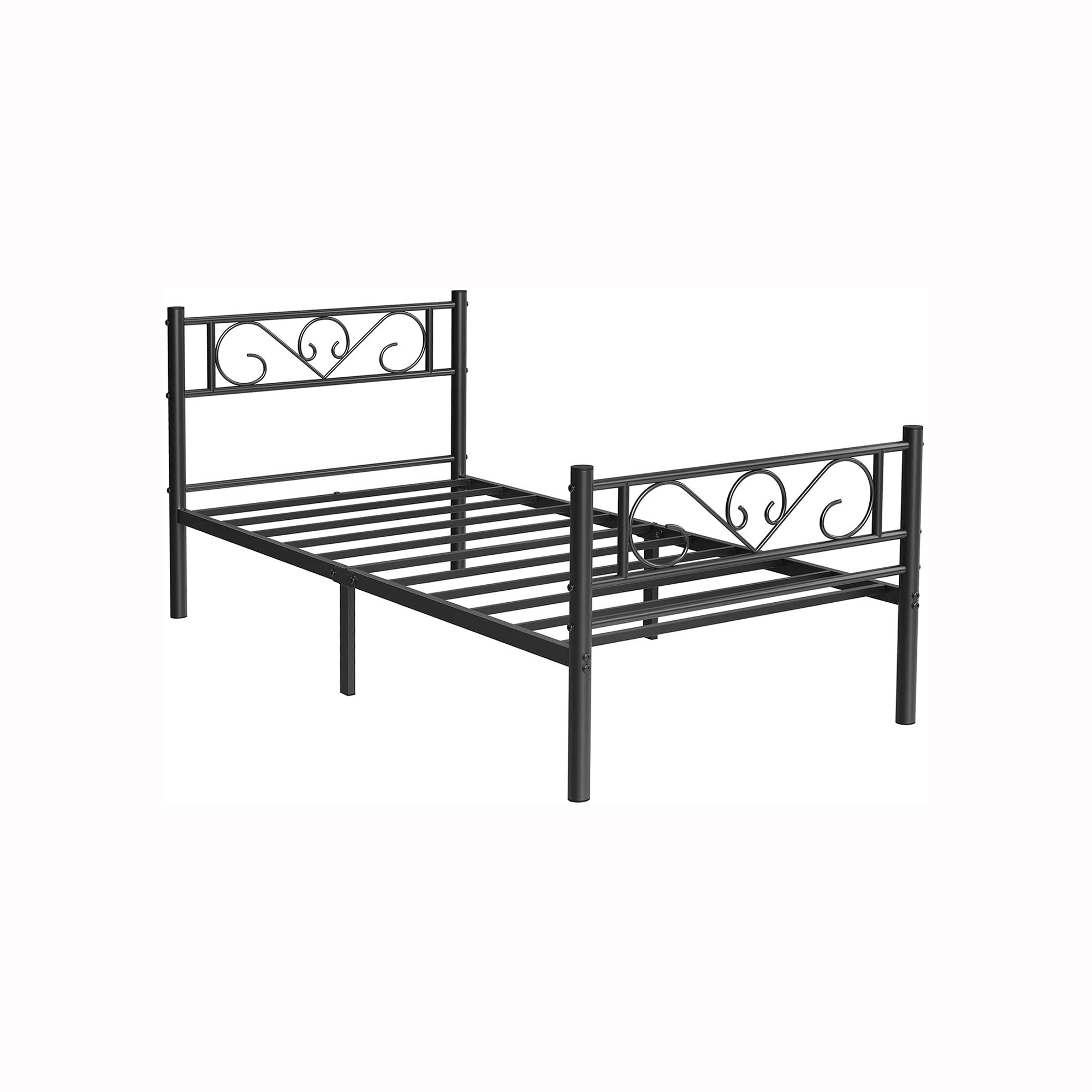 Black Single Metal Bed Frame with Headboard - Indigo Home