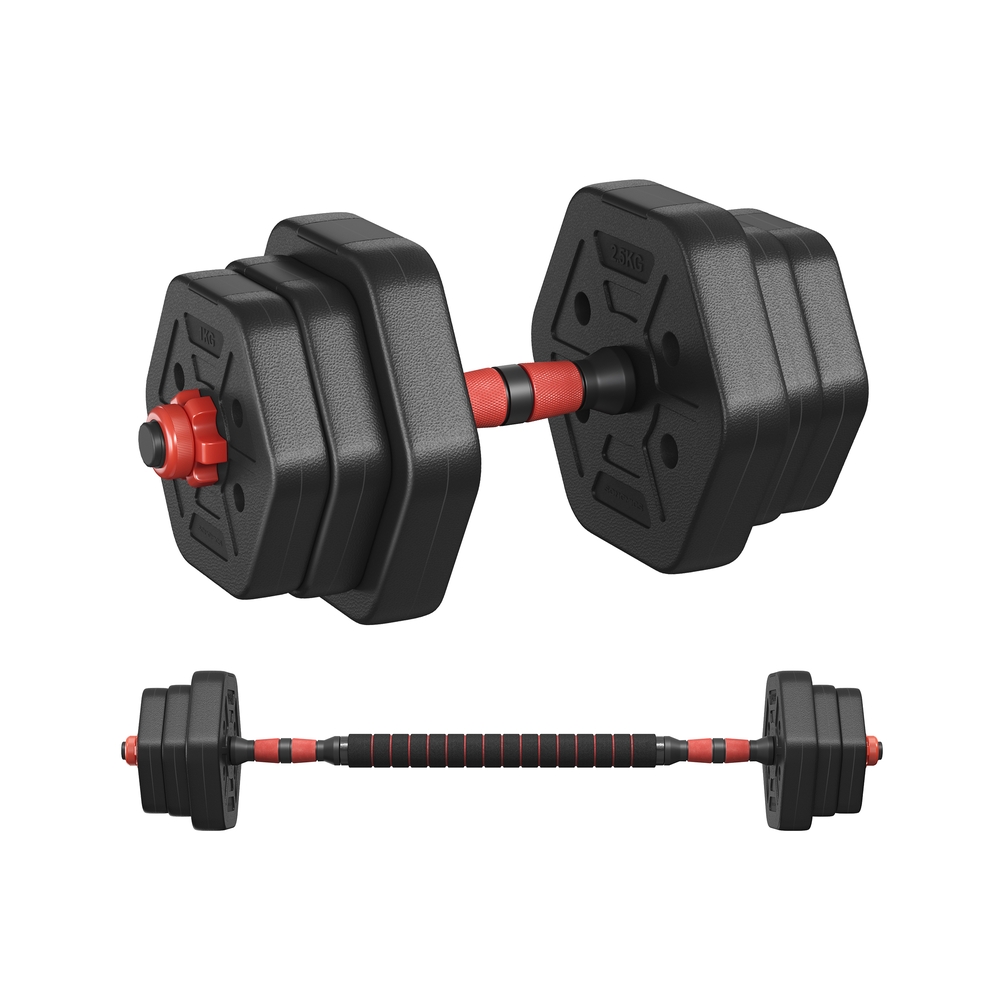 THORNWICKE Dumbbell Set with Connecting Bar 10kg - Black - Indigo Home