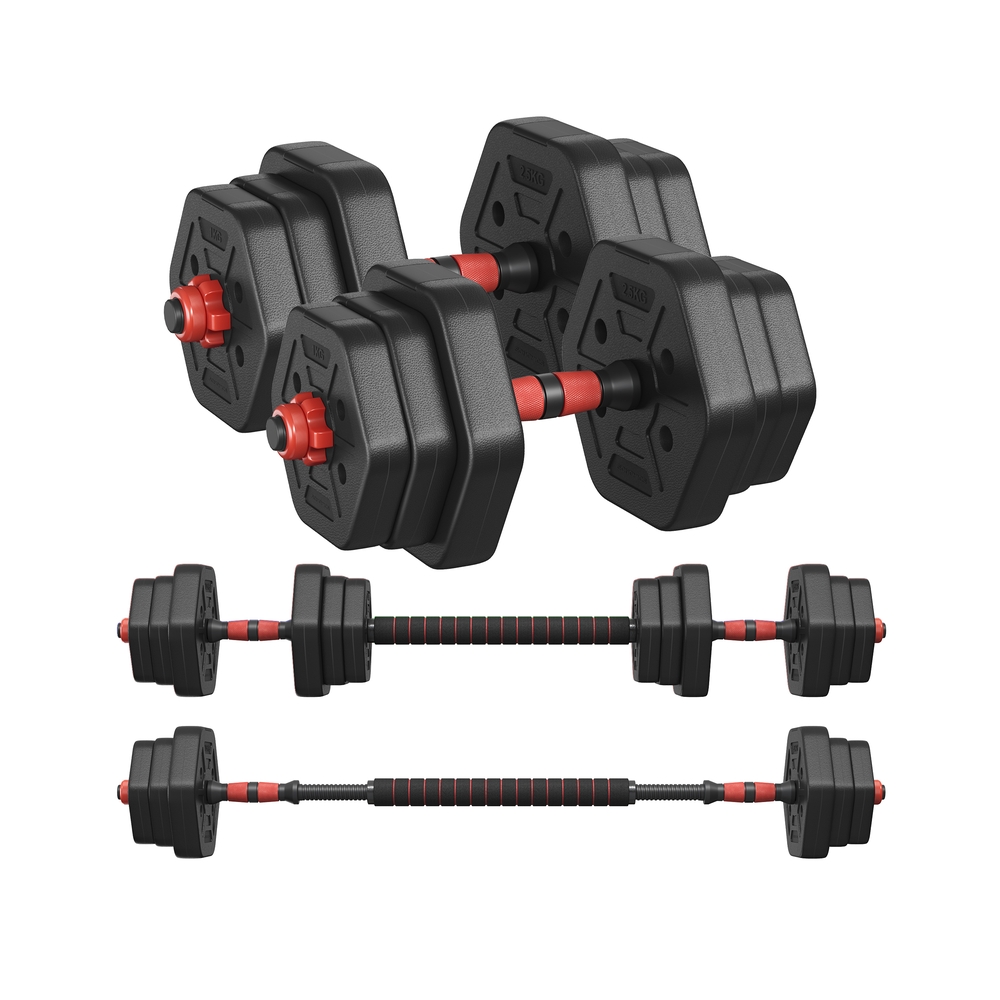 THORNWICKE Dumbbell Sets Weight Bars 20 Kg with Connecting Bar - Black - Indigo Home