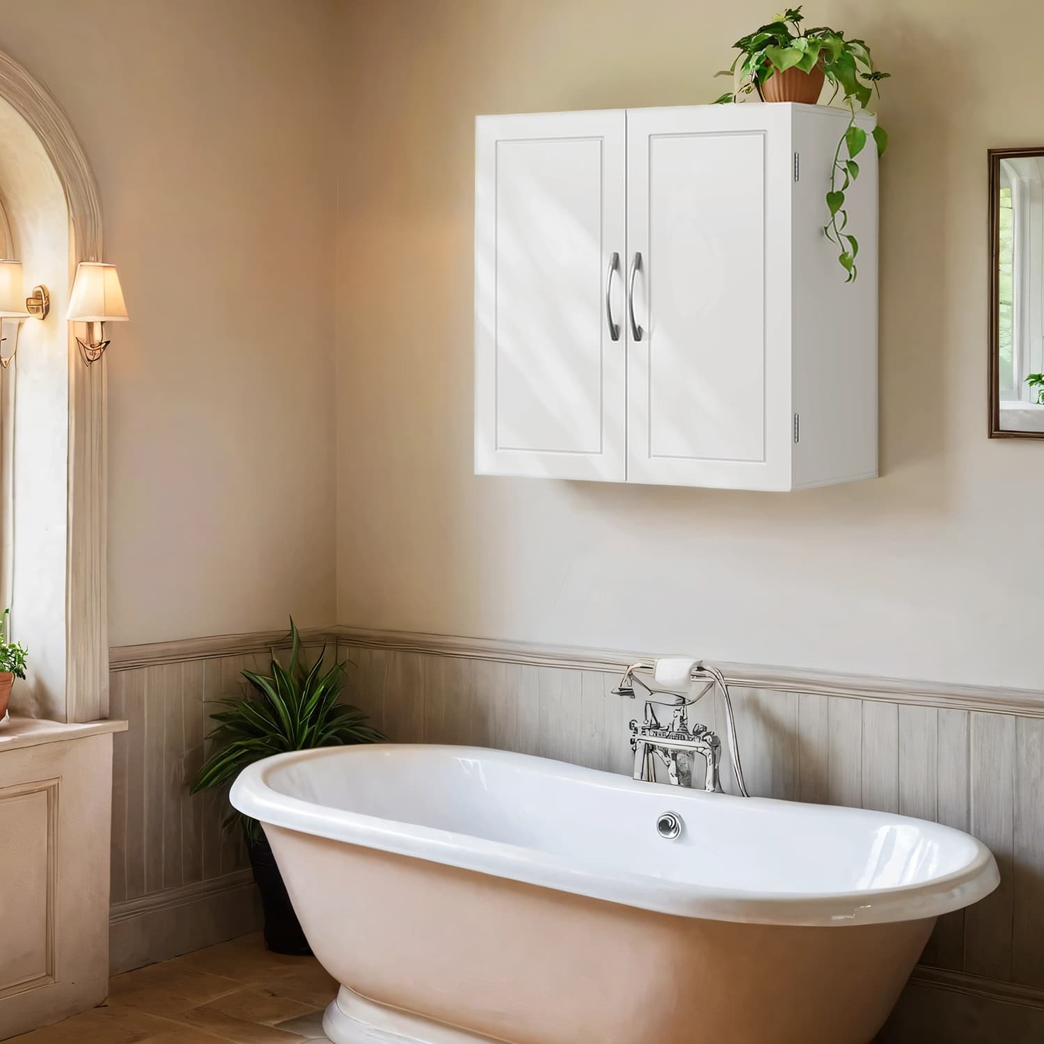 Bathroom Wall Cabinet - MARDA Wall Mounted Storage 18 x 60 x 60 cm - White - Indigo Home