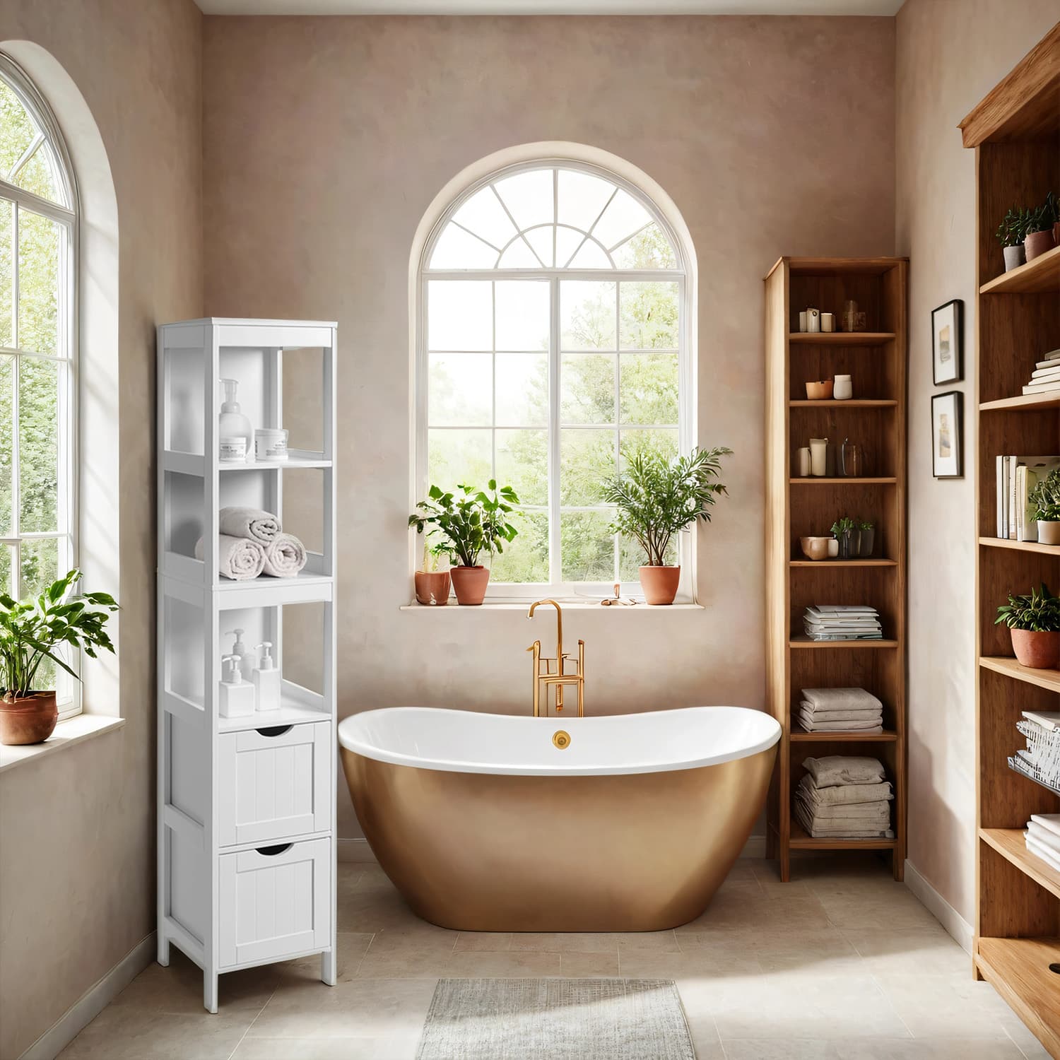 Bathroom Cabinet - MARDA Freestanding Floor Storage with 2 Drawers - White - Indigo Home