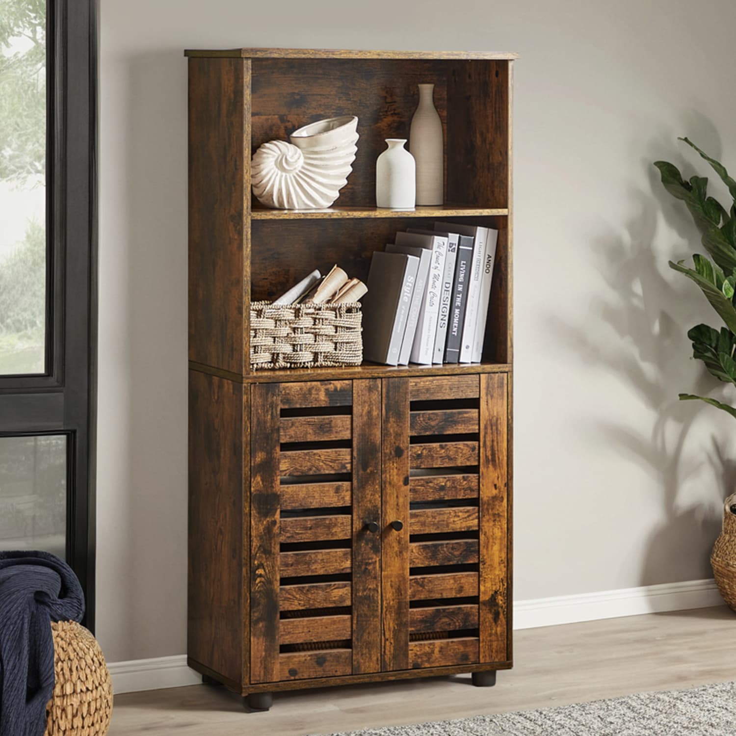 Floor Standing Cabinet - MARDA Kitchen Cupboard with Door - Brown - Indigo Home