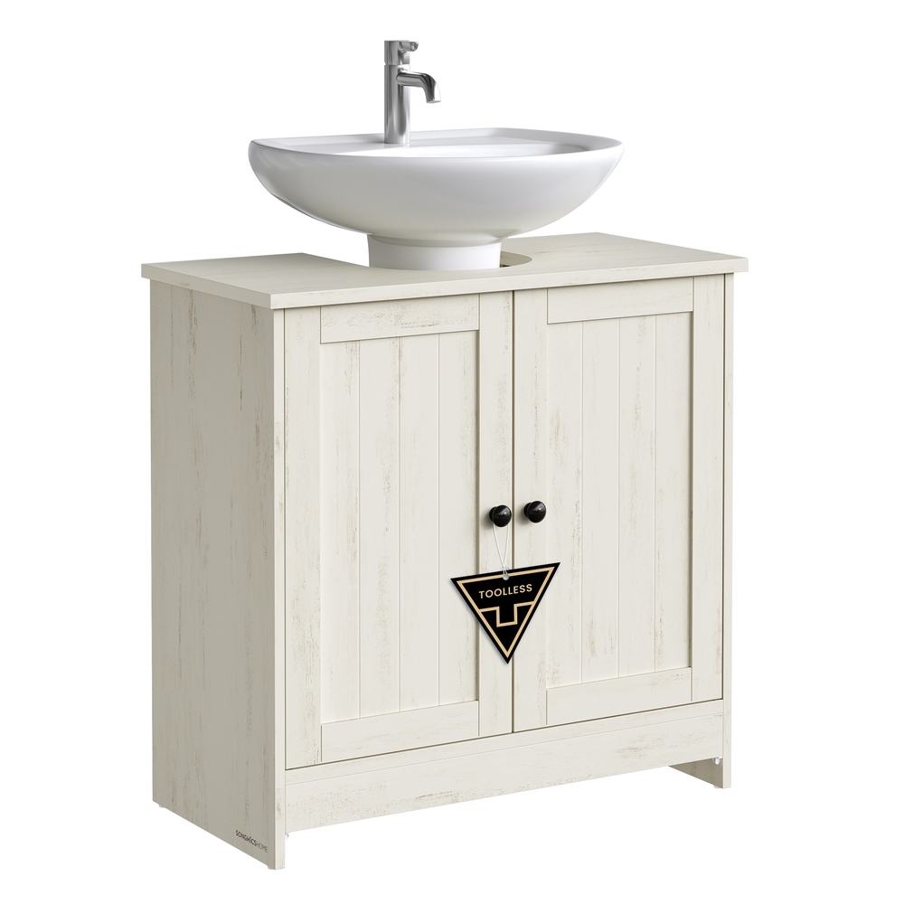 ASNABE Under Sink Bathroom Cabinet - Rustic White - Indigo Home