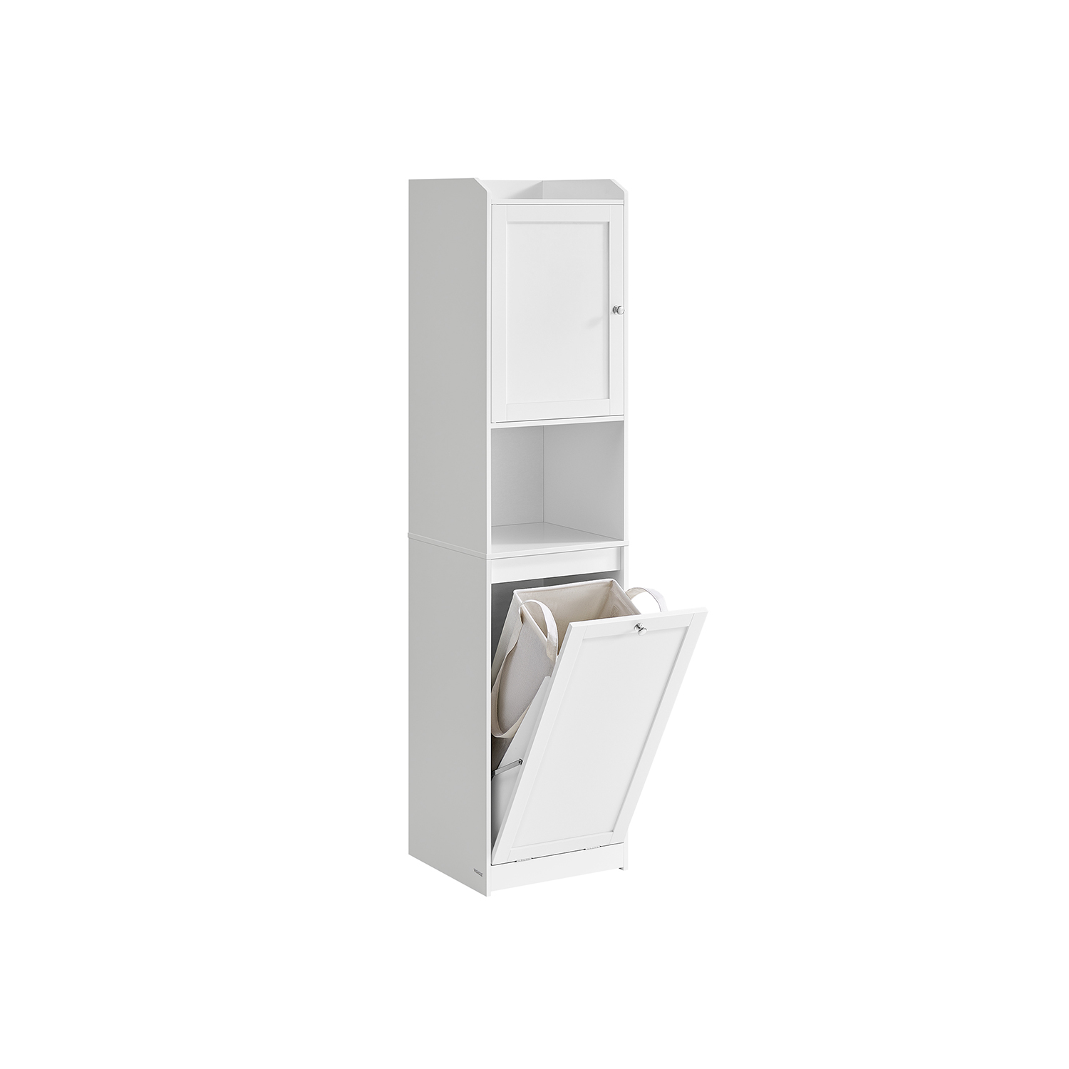 Tall Bathroom Cabinet - ORATA Storage Unit with Laundry Basket - White - Indigo Home