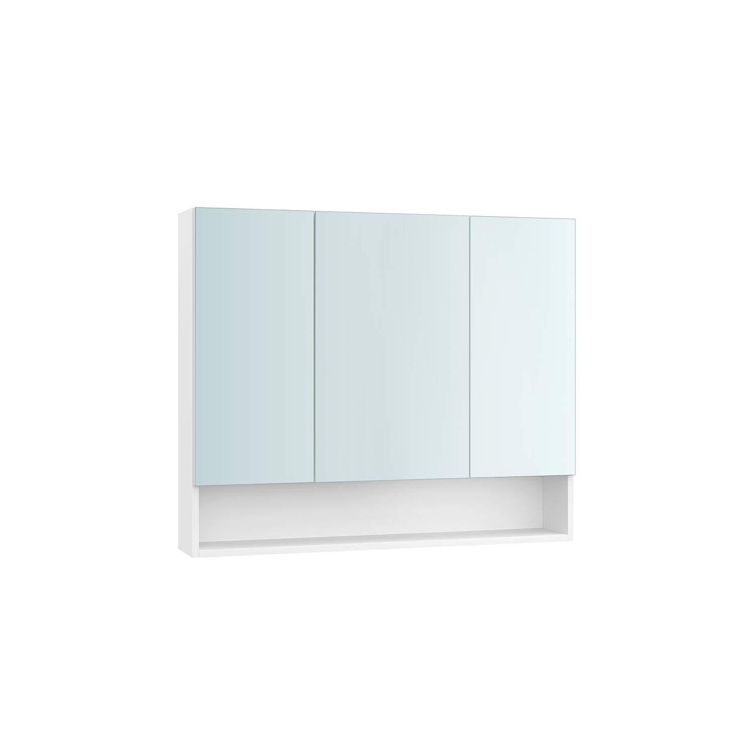 Mirror Cabinet - GRASO Bathroom 90 cm Wide with Shelve - White - Indigo Home
