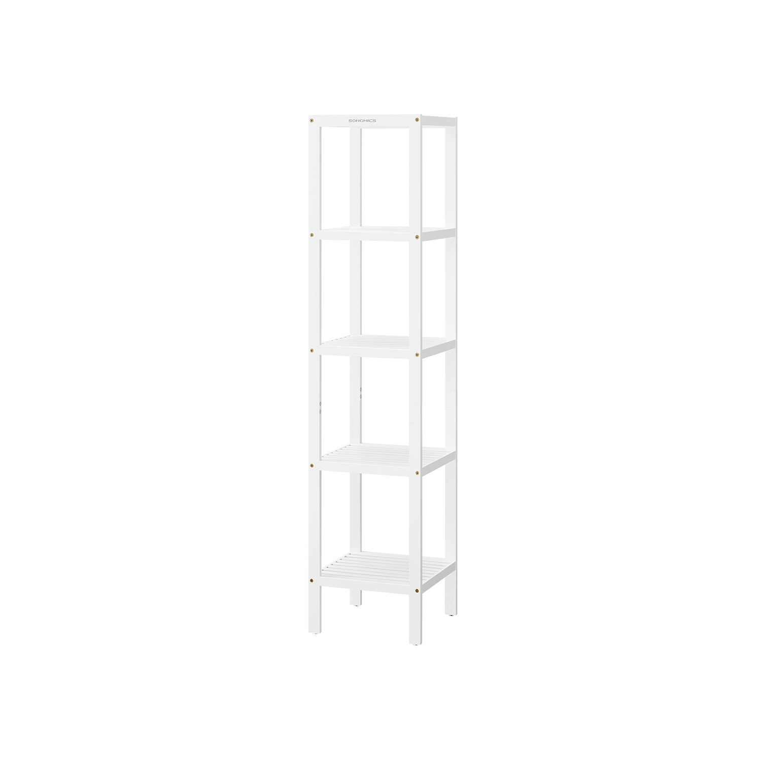 Bamboo Shelf - FINVAS 5 Tier Bathroom Storage - White - Indigo Home