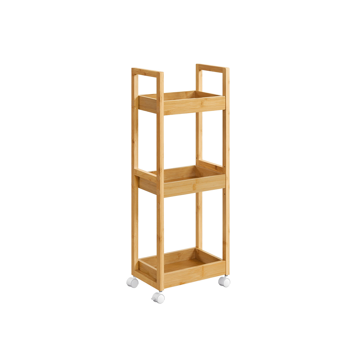 Bathroom Shelf - FINVAS Slim 3 Tier Storage Trolley 20 x 30 x 80 cm - Beige - Indigo Home
