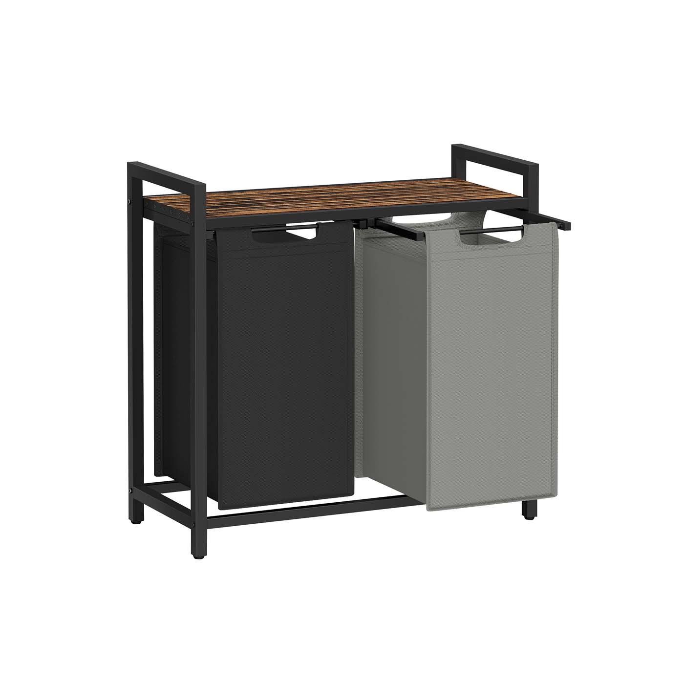 Laundry Hamper - ZARDA 2 Compartment Rustic Brown - Indigo Home