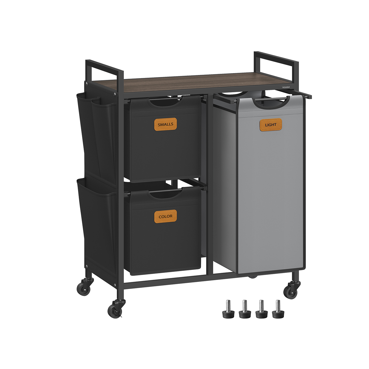 Laundry Hamper - ZARDA 100L 3 Compartment Hamper - Chestnut Brown Black - Indigo Home