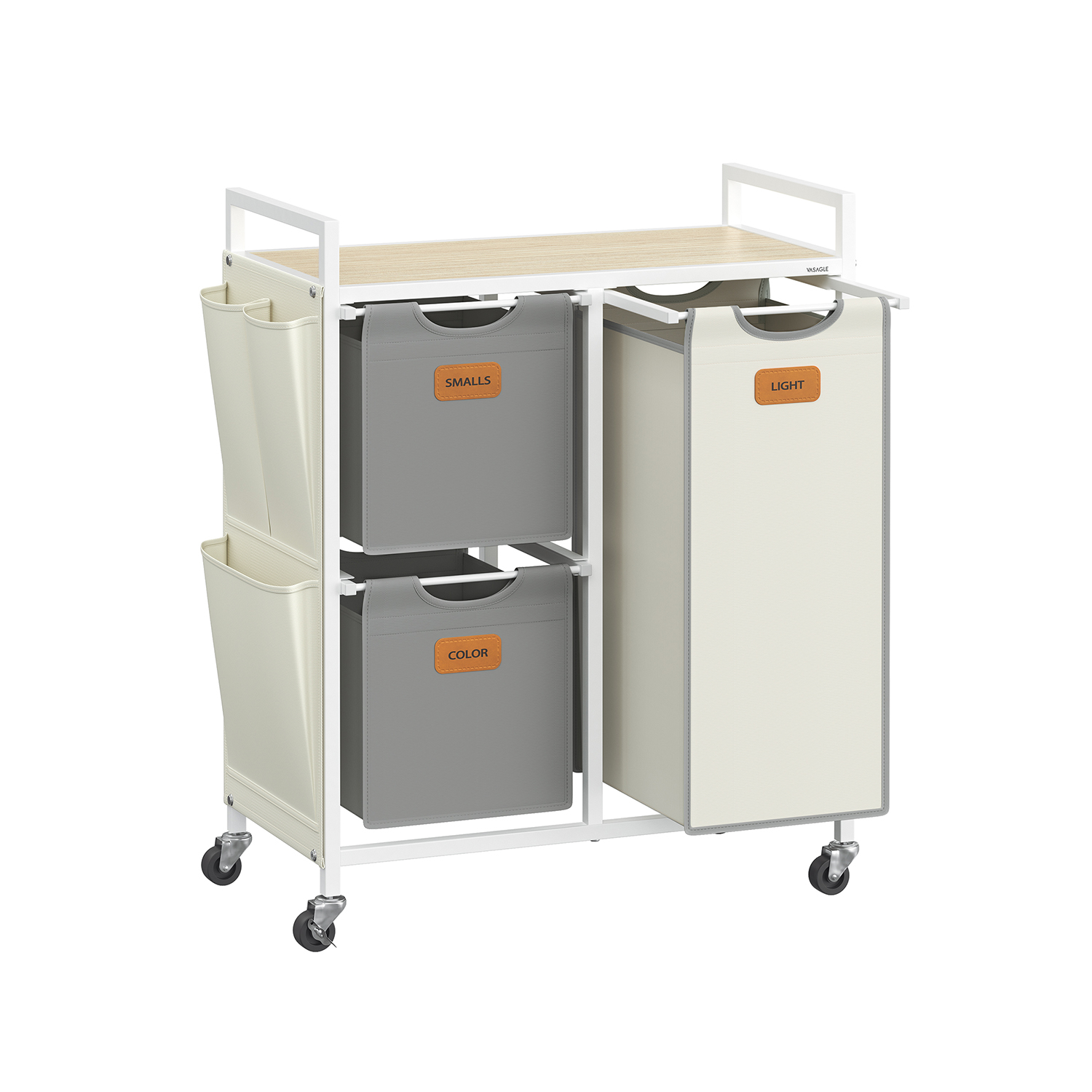 Laundry Hamper - ZARDA 100L 3 Compartment Hamper - White - Indigo Home