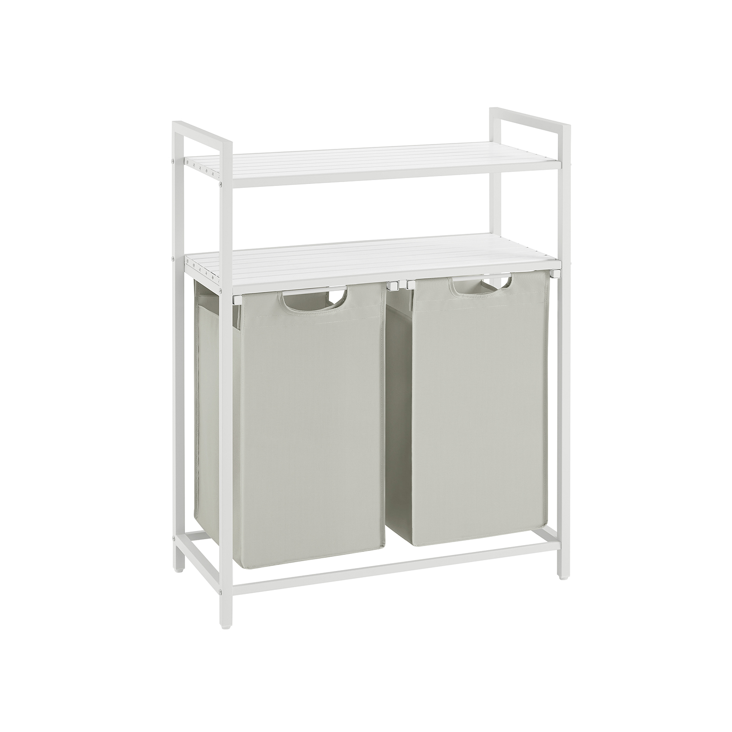 2 x 46L Laundry Basket with 2 Shelves White - Indigo Home