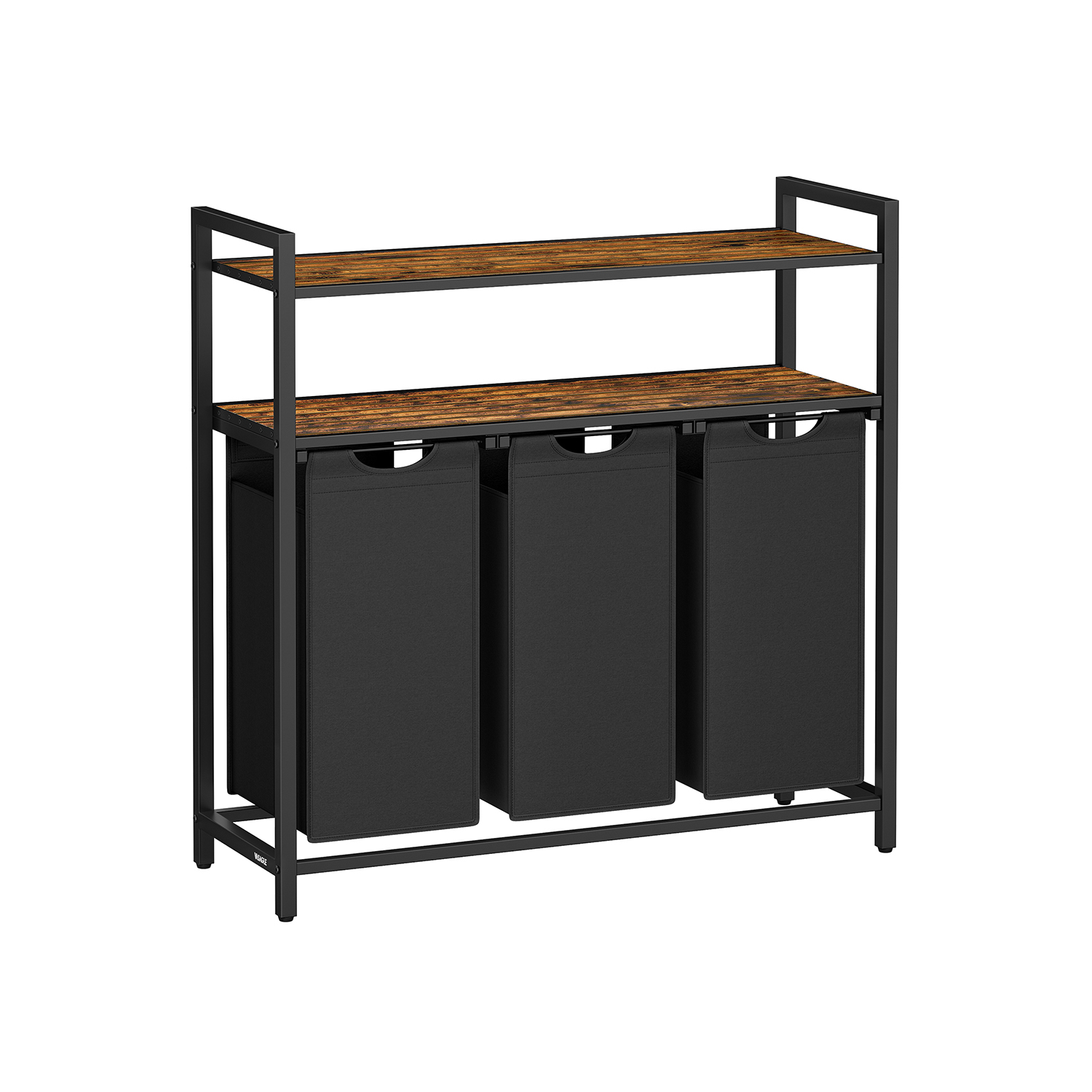 Laundry Basket - ZARDA 3 Bags 40L Rustic Brown and Black - Indigo Home