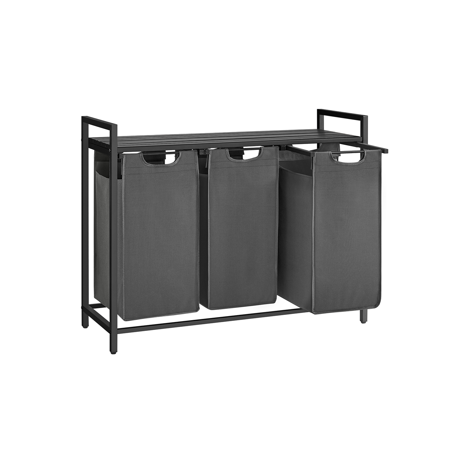 3 x 38L Laundry Basket Black and Grey - Indigo Home