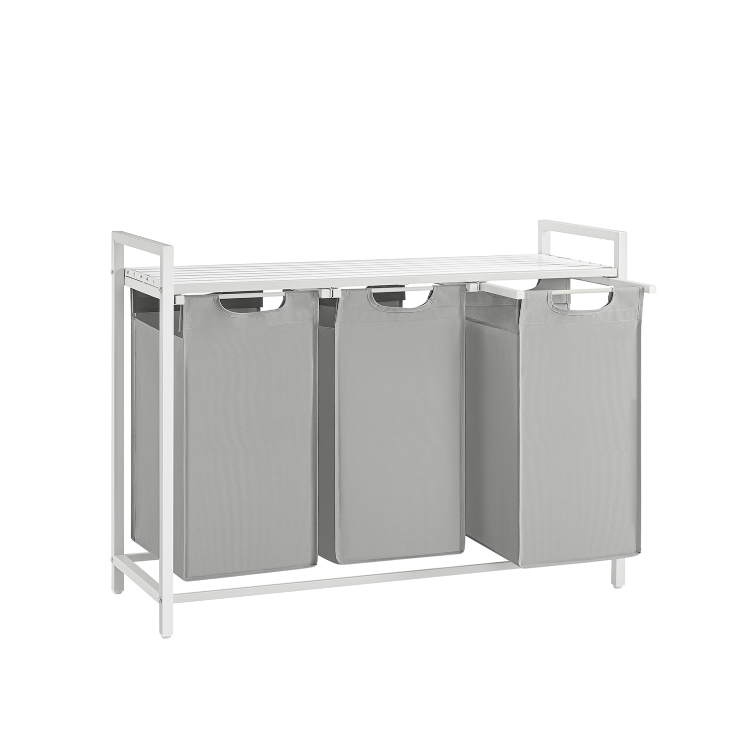 Laundry Hamper - VIVRIA 3 Compartment Laundry Hamper with Handles - Dove Grey - Indigo Home