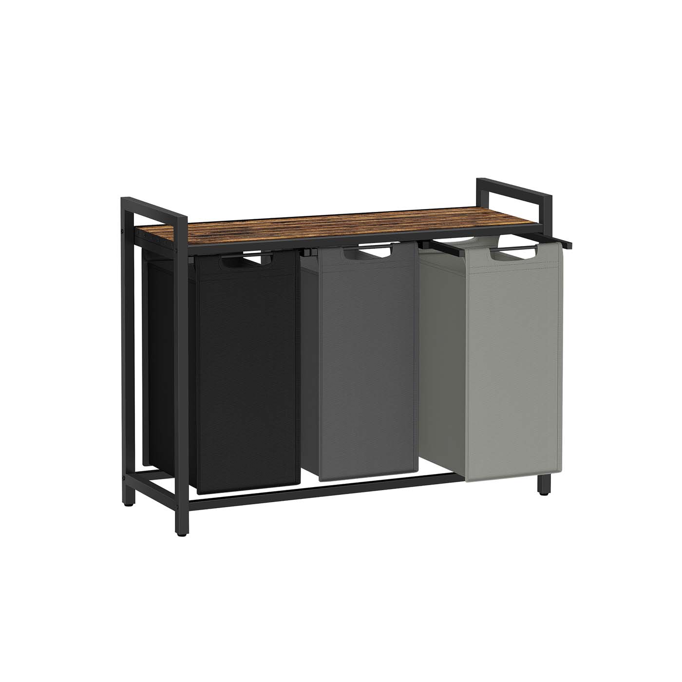 Laundry Basket - VIVRIA 4 Compartments Multi Colour - Dark Brown - Indigo Home