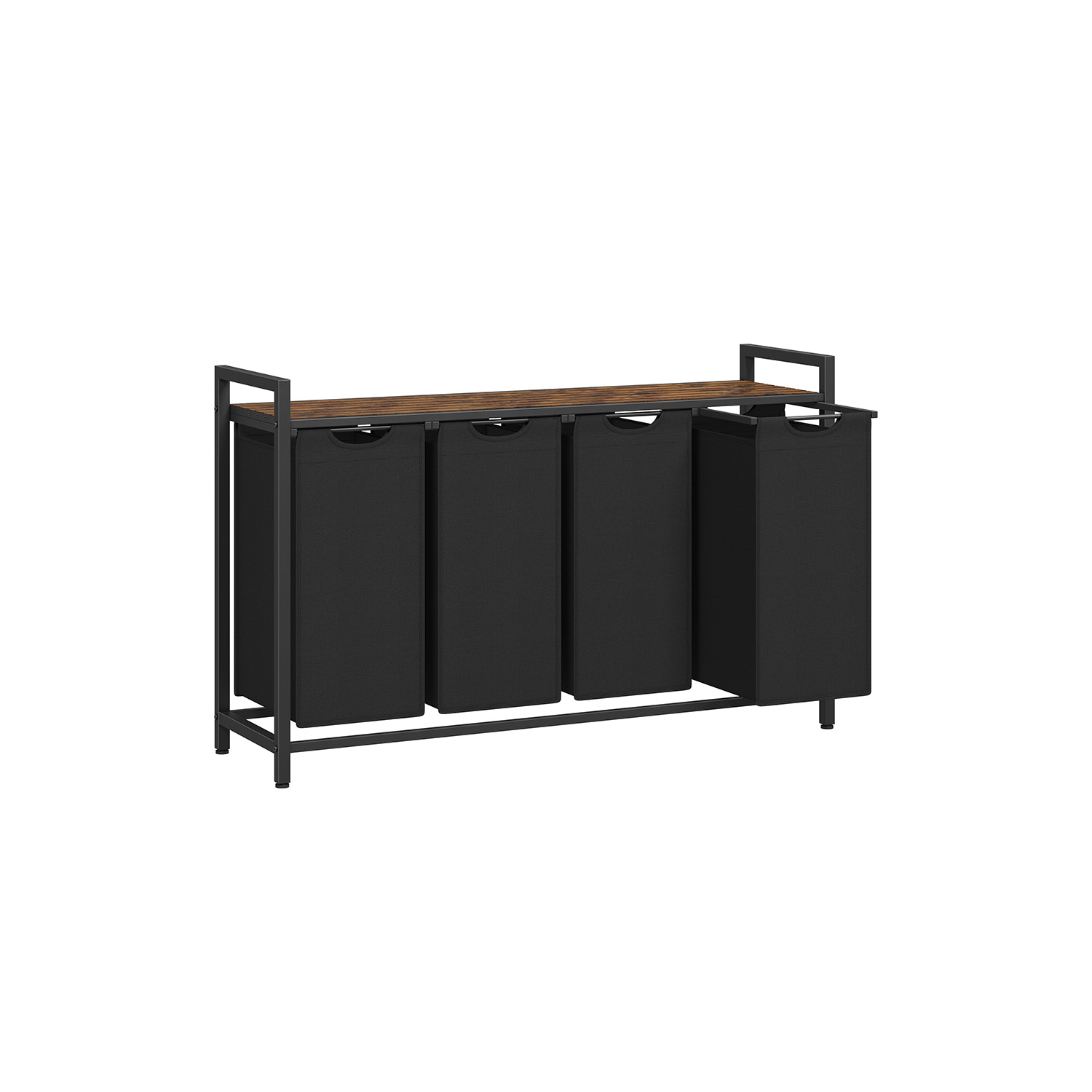 Laundry Basket - FINNA 4 Compartment Rustic Brown and Black - Indigo Home