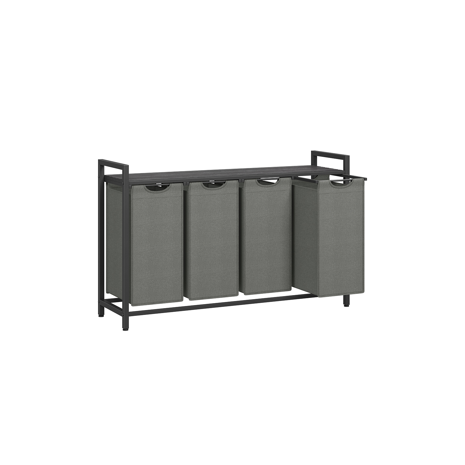 Laundry Basket - FINNA 4 Compartment with Divider - Black and Slate Grey - Indigo Home