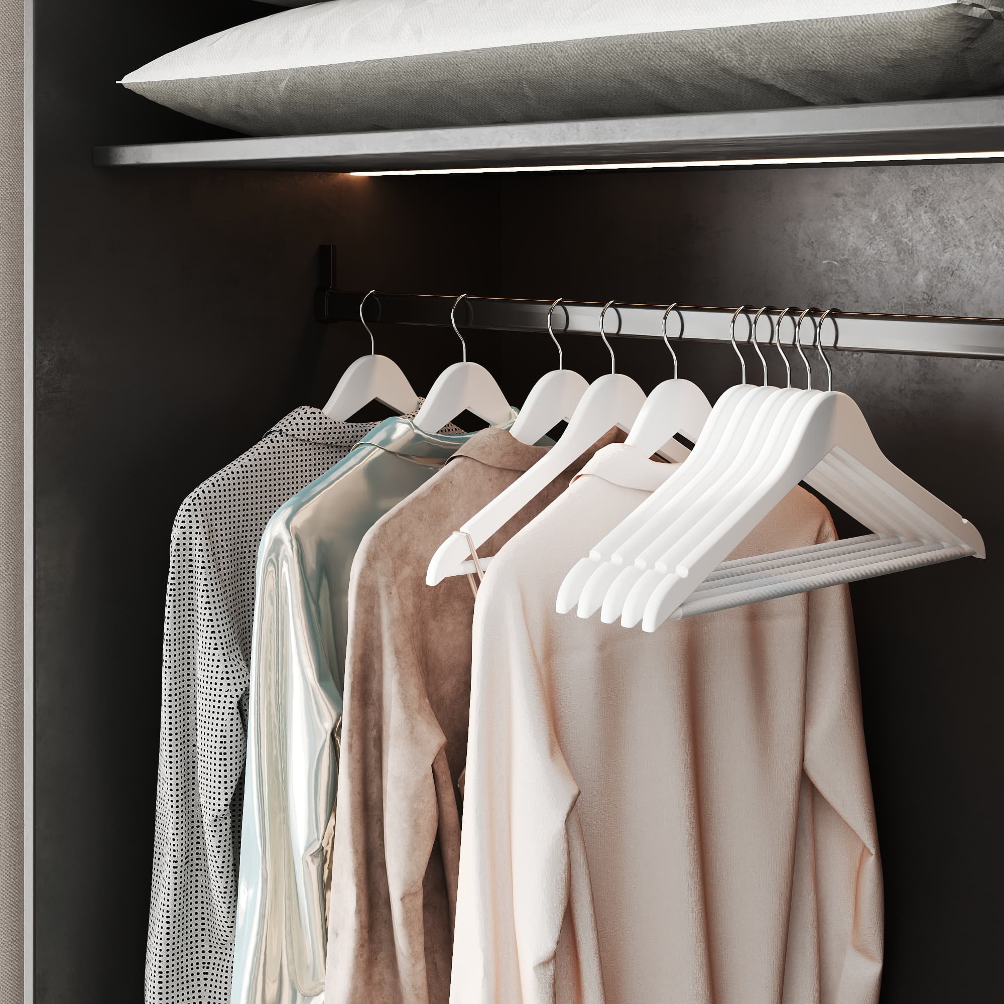 Wooden Hangers - SOLRO Set of 20 Coat Hanger with Non-Slip Grip - White - Indigo Home