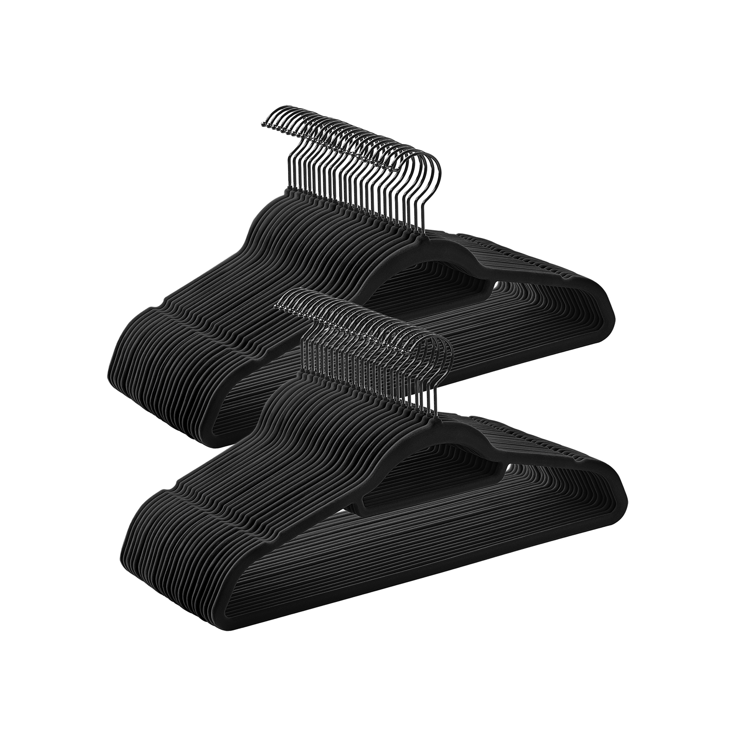 Velvet Coat Hangers - LUMZA Set of 50 with Tie Bar Non-Slip - Black - Indigo Home