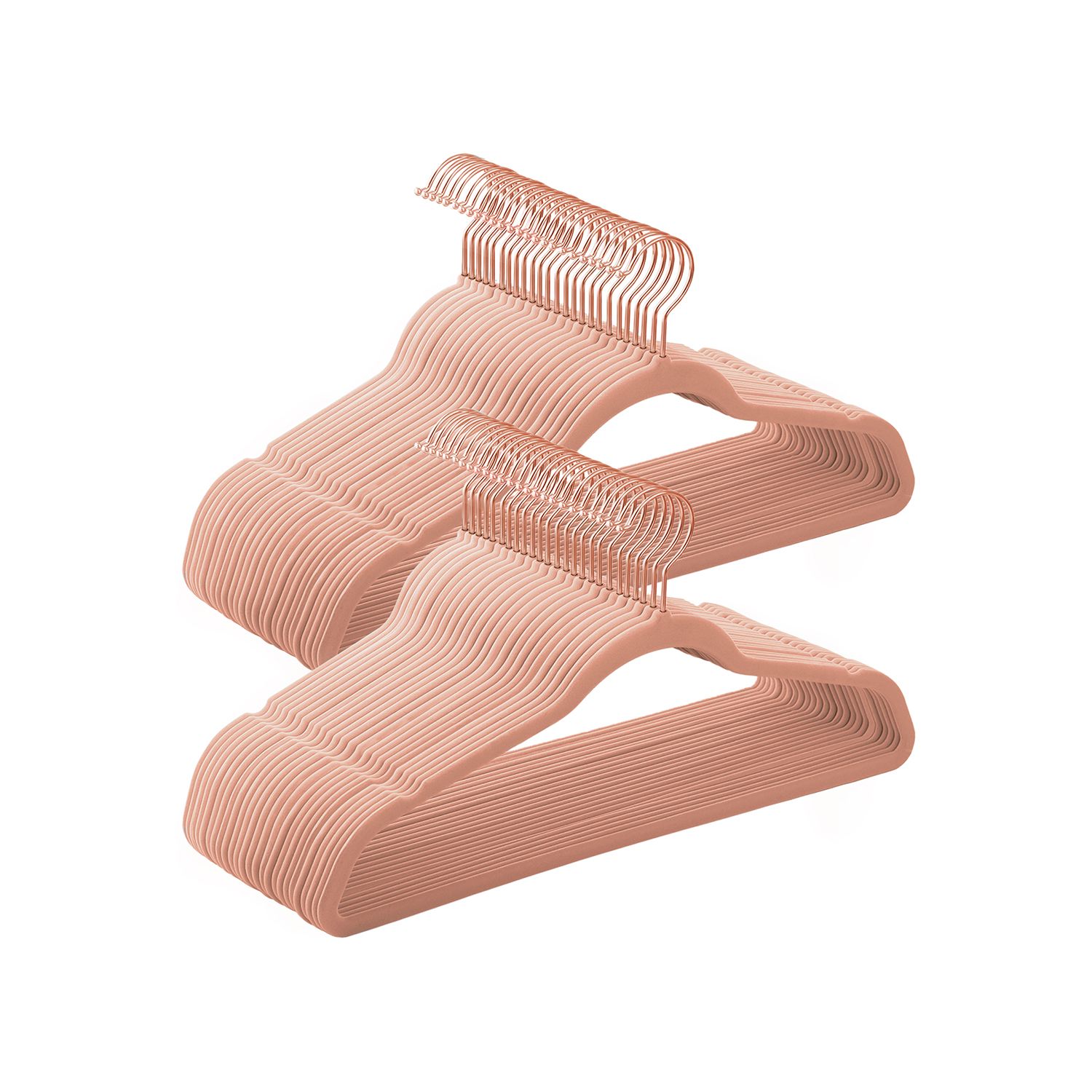 Set of 50 Velvet Hangers Pink and Rose Gold - Indigo Home