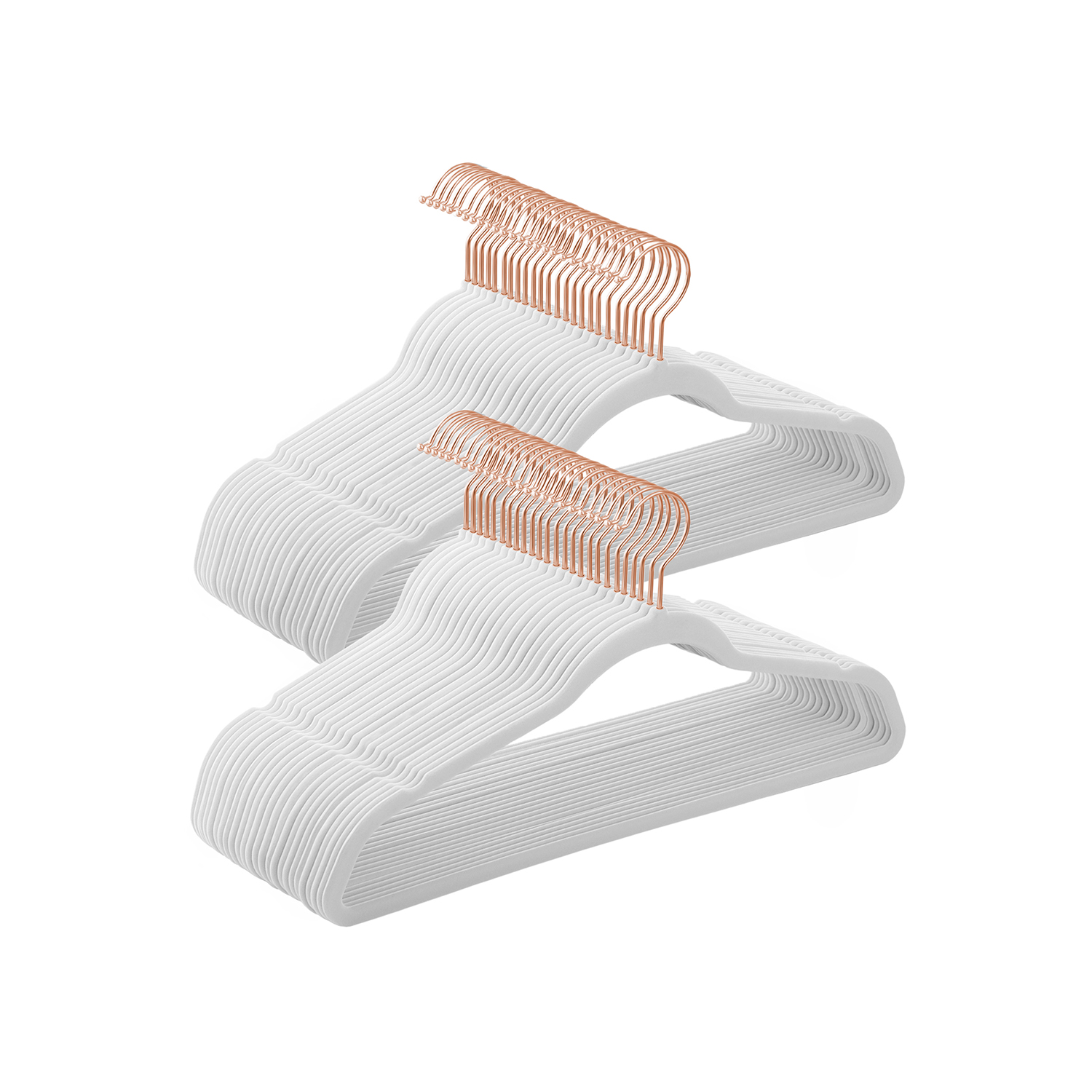 Set of 50 Velvet Hangers White and Rose Gold - Indigo Home