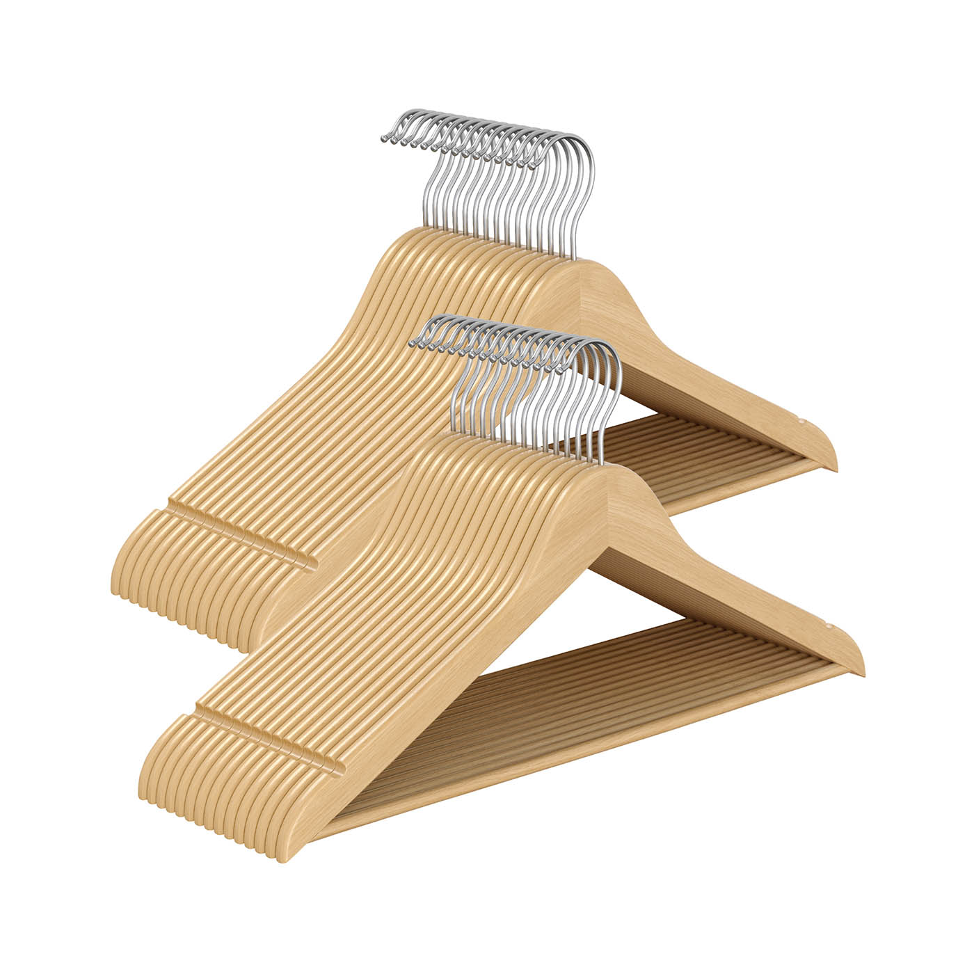 Wooden Hangers - MODDA Non-Slip Pants Bar Hangers - Beige - Indigo Home
