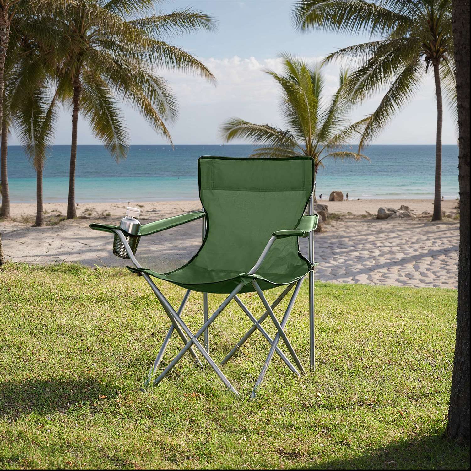 Camping Chairs - FIORIA Folding Outdoor Chairs with Armrest - Green - Indigo Home