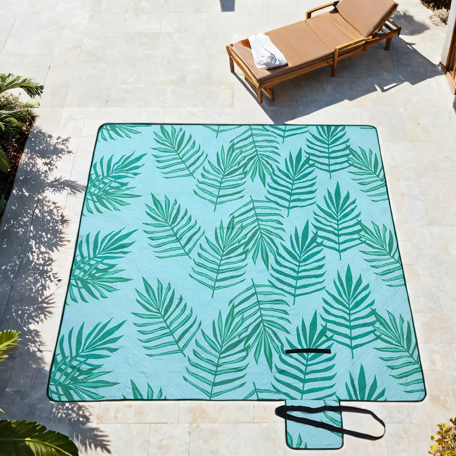 Picnic Blanket - FIORIA Large Waterproof Camping Mat - Blue - Indigo Home