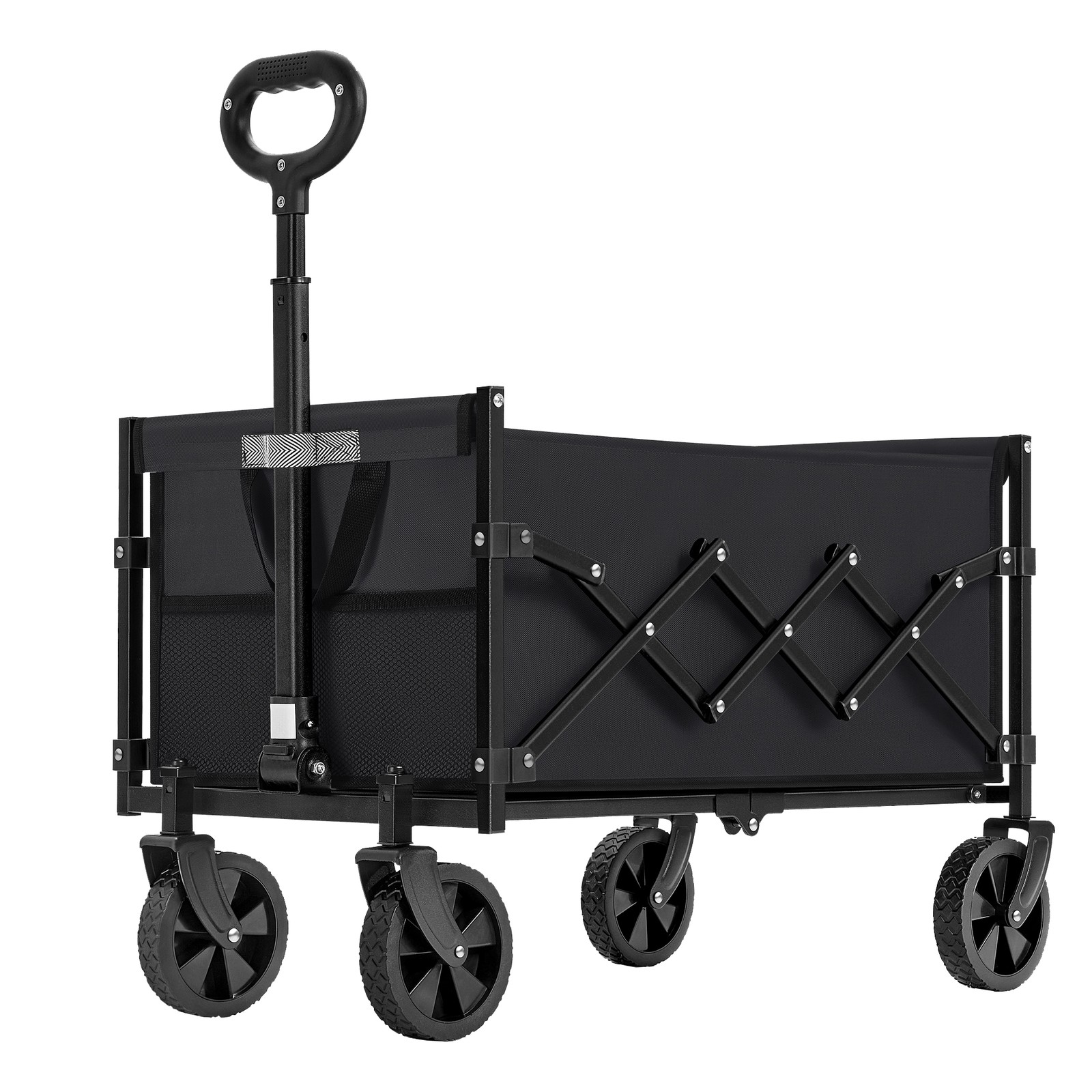 ELDCROSS Folding Utility Garden Wagon with Adjustable Handle - Black - Indigo Home