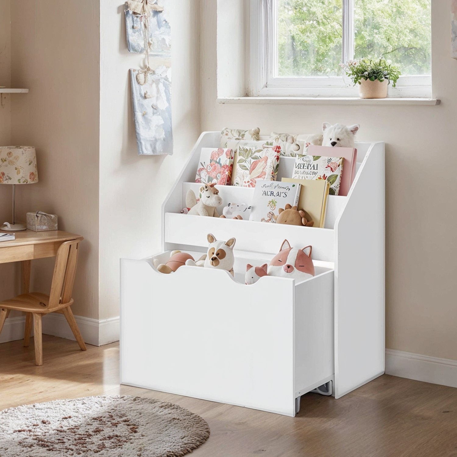 Toy Storage Rack - FIORIA Kids Bookshelf 3 Shelves Organiser - White - Indigo Home