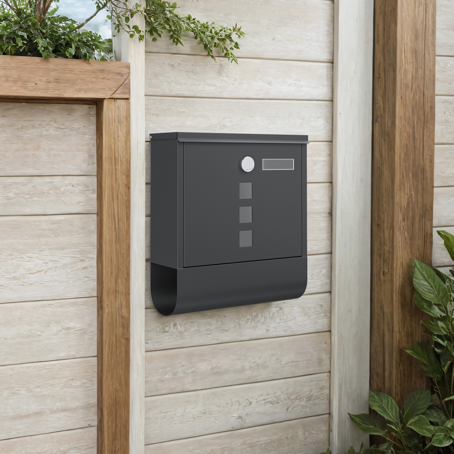 Mailbox - FIORIA Wall Mounted Letterbox for Gate - Black - Indigo Home