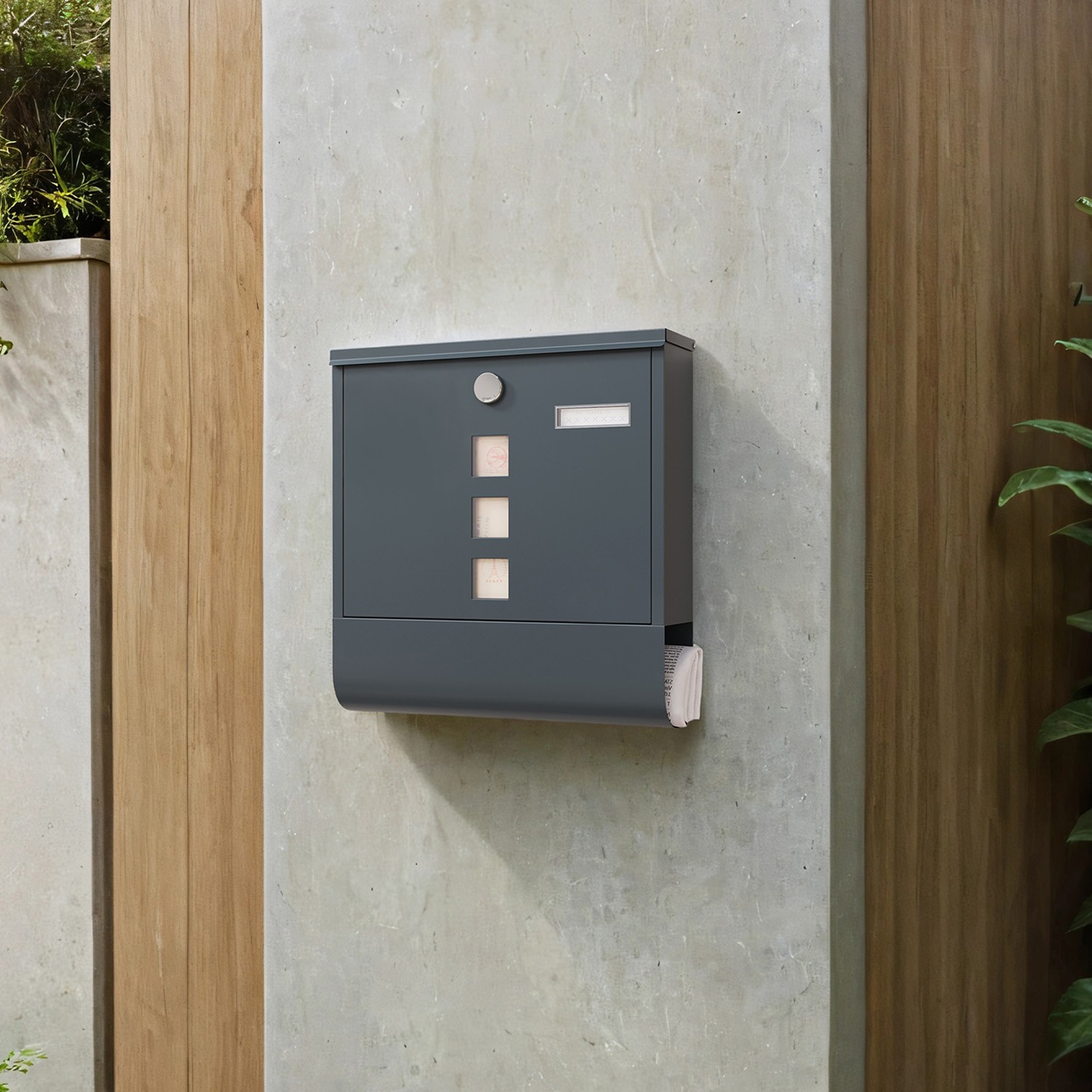 Mailbox - FIORIA Letterbox with Copper Lock Cylinder - Grey - Indigo Home