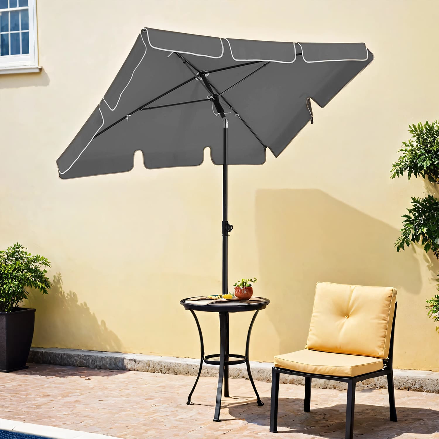 Patio Parasol - FIORIA Outdoor Umbrella Double-Sided Tilt 200 x 125 cm - Dove Grey - Indigo Home