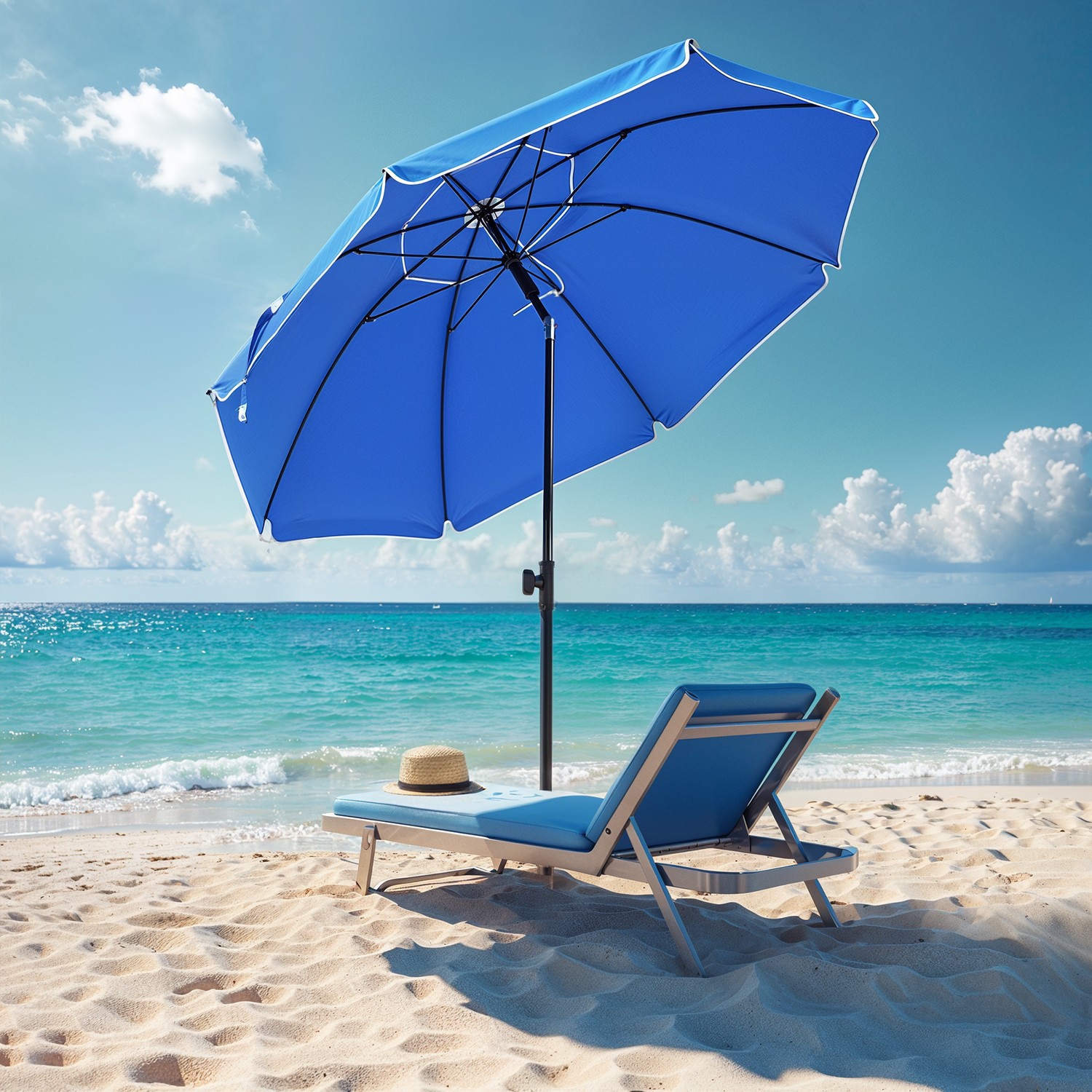 Garden Umbrella - SONGMICS FIORIA 160 cm Parasol UPF 50+ - Blue - Indigo Home