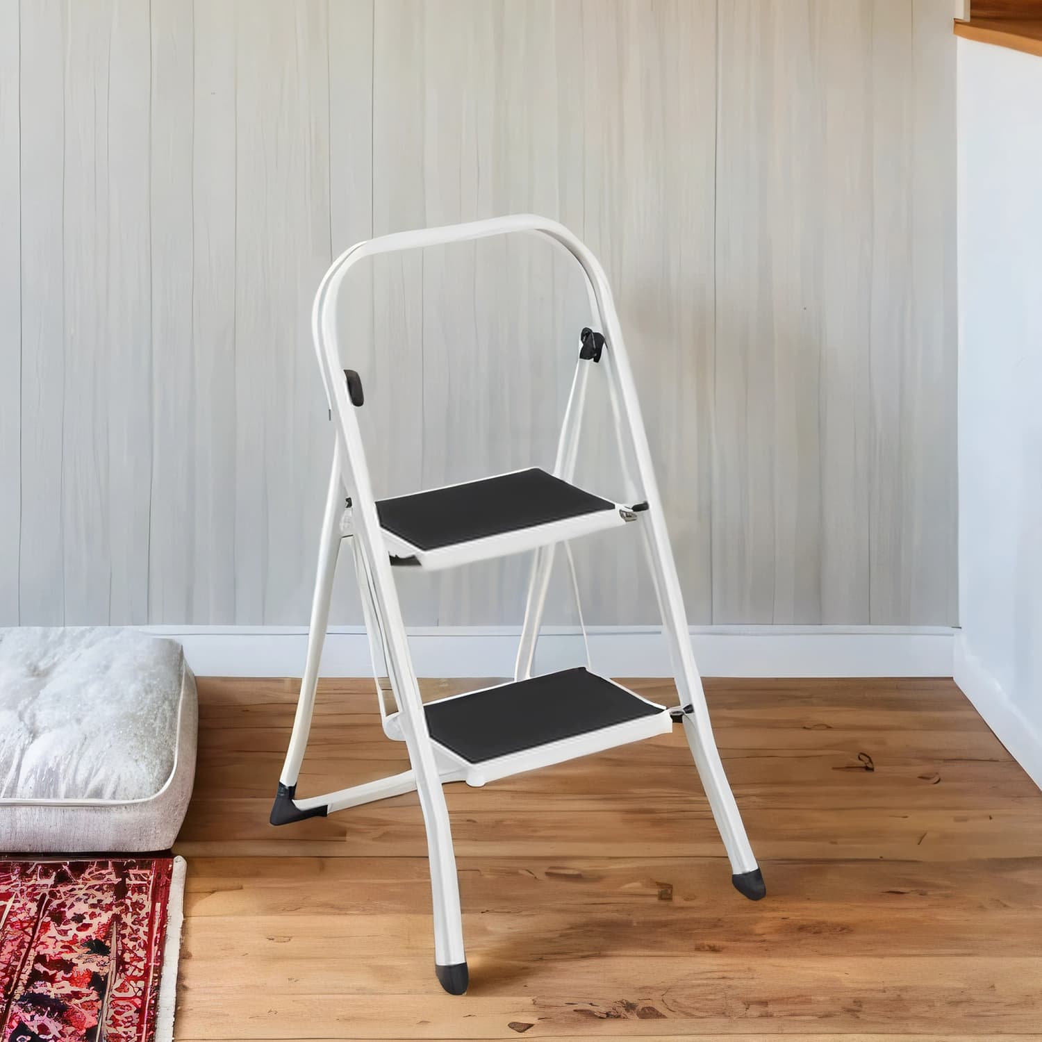 Ladder - FIORIA Portable Folding 2-Step Ladder - White - Indigo Home