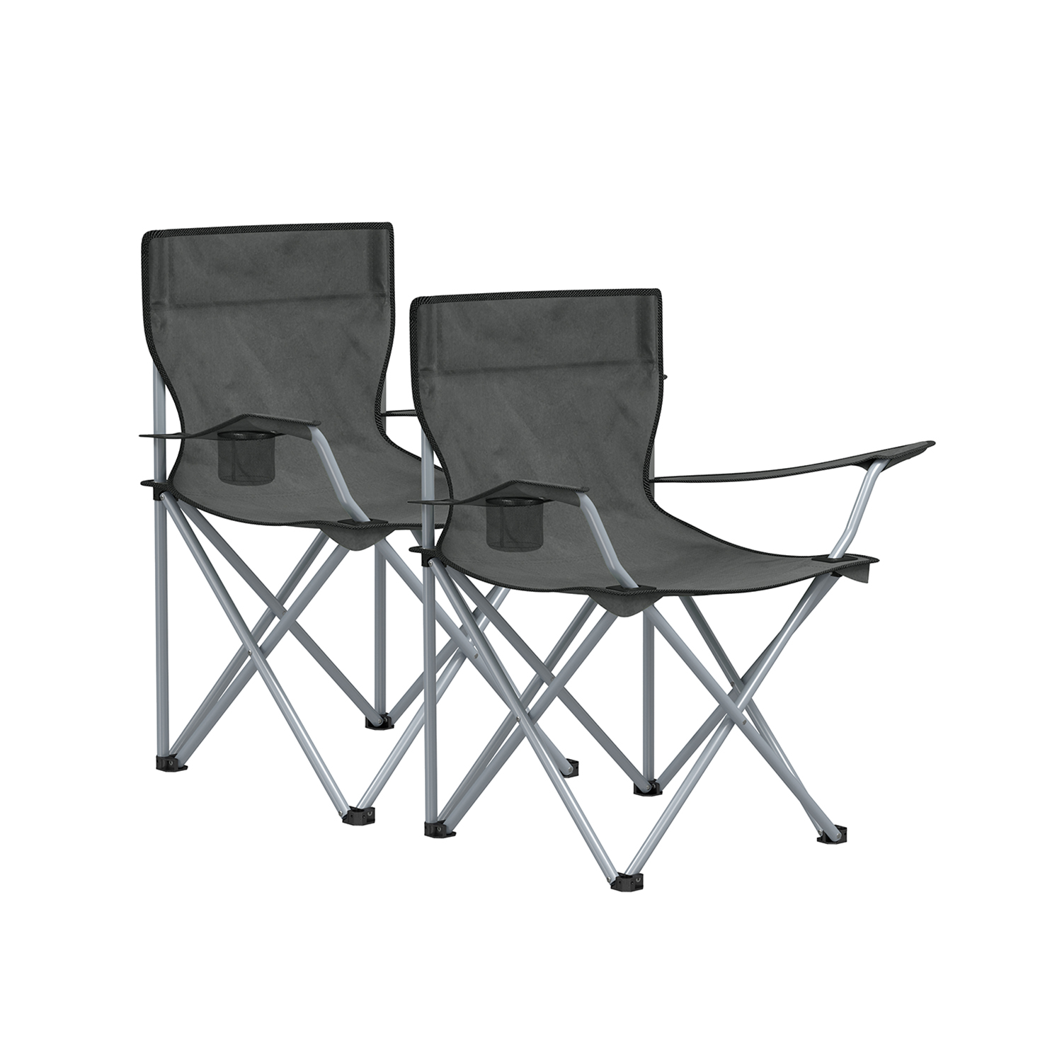 Camping Chairs - ORARAE Folding Set of 2 with Armrest - Slate Grey - Indigo Home