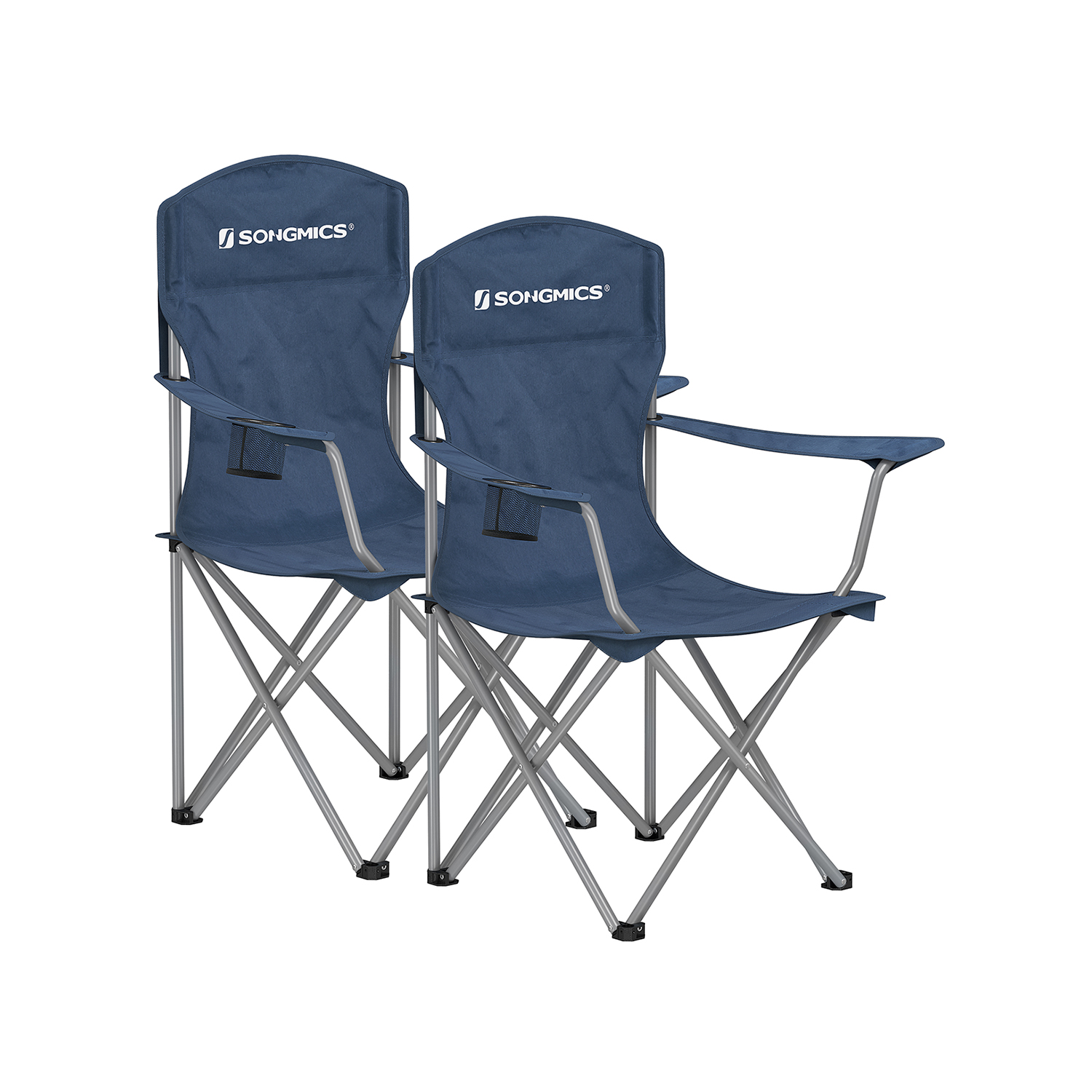Camping Chairs - ORARAE Folding Set of 2 with Cup Holder 150 kg Capacity - Twilight Blue - Indigo Home