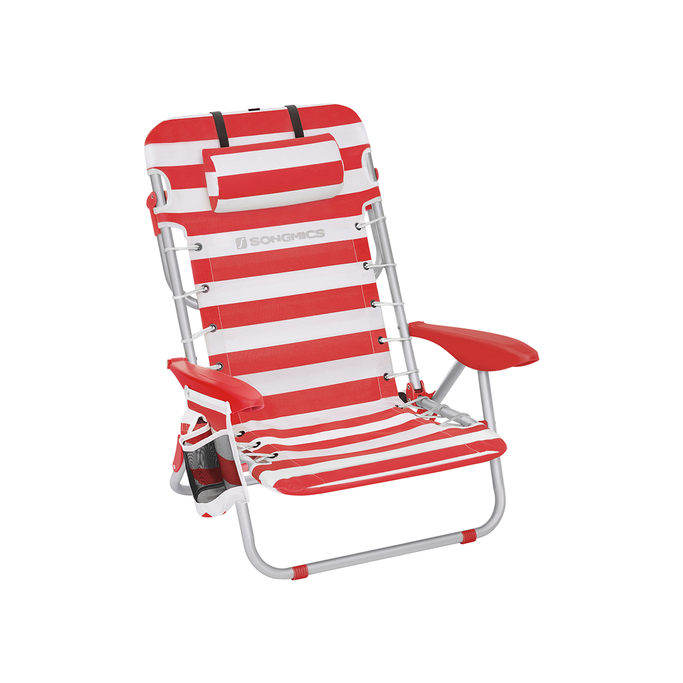 Camping Chair - ORARAE Folding with Cup Holder - Red White - Indigo Home
