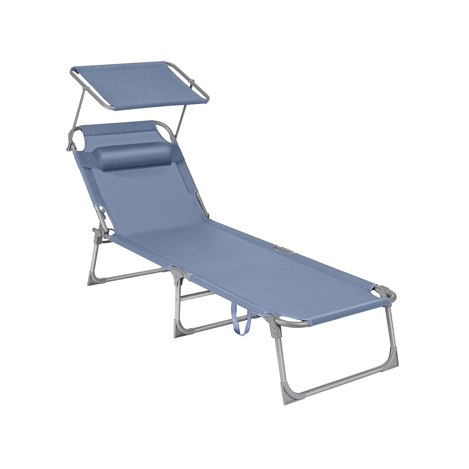 Sun Lounger - SERRIA Foldable Lounger with Headrest - Blue - Indigo Home