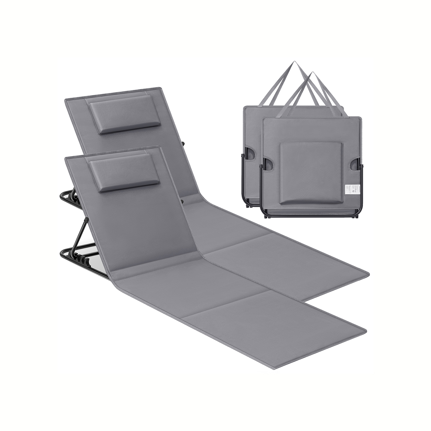 Beach Sunlounger - TARNA Folding Sunlounger Slate Grey - Indigo Home